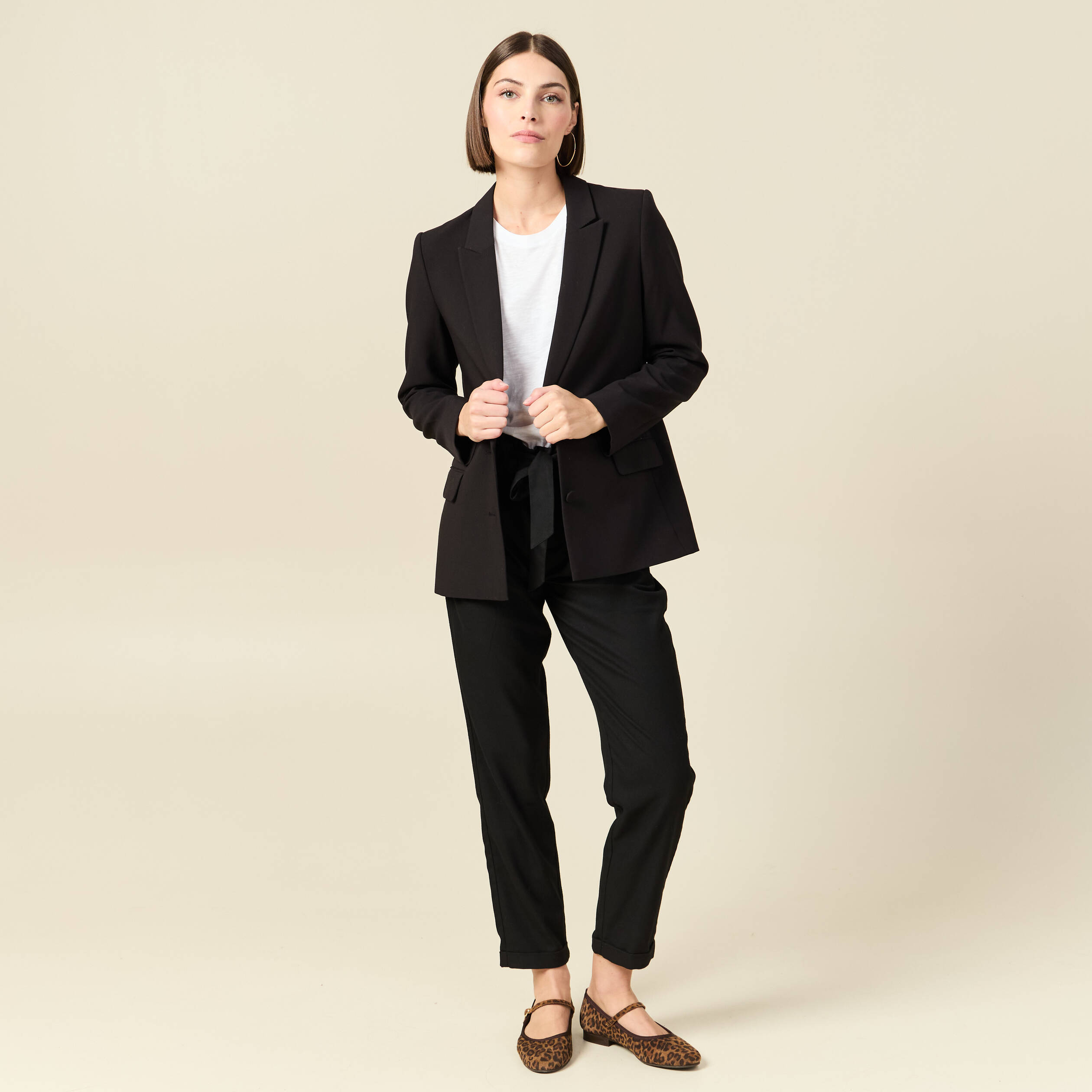 Pantalon paperbag noir femme
