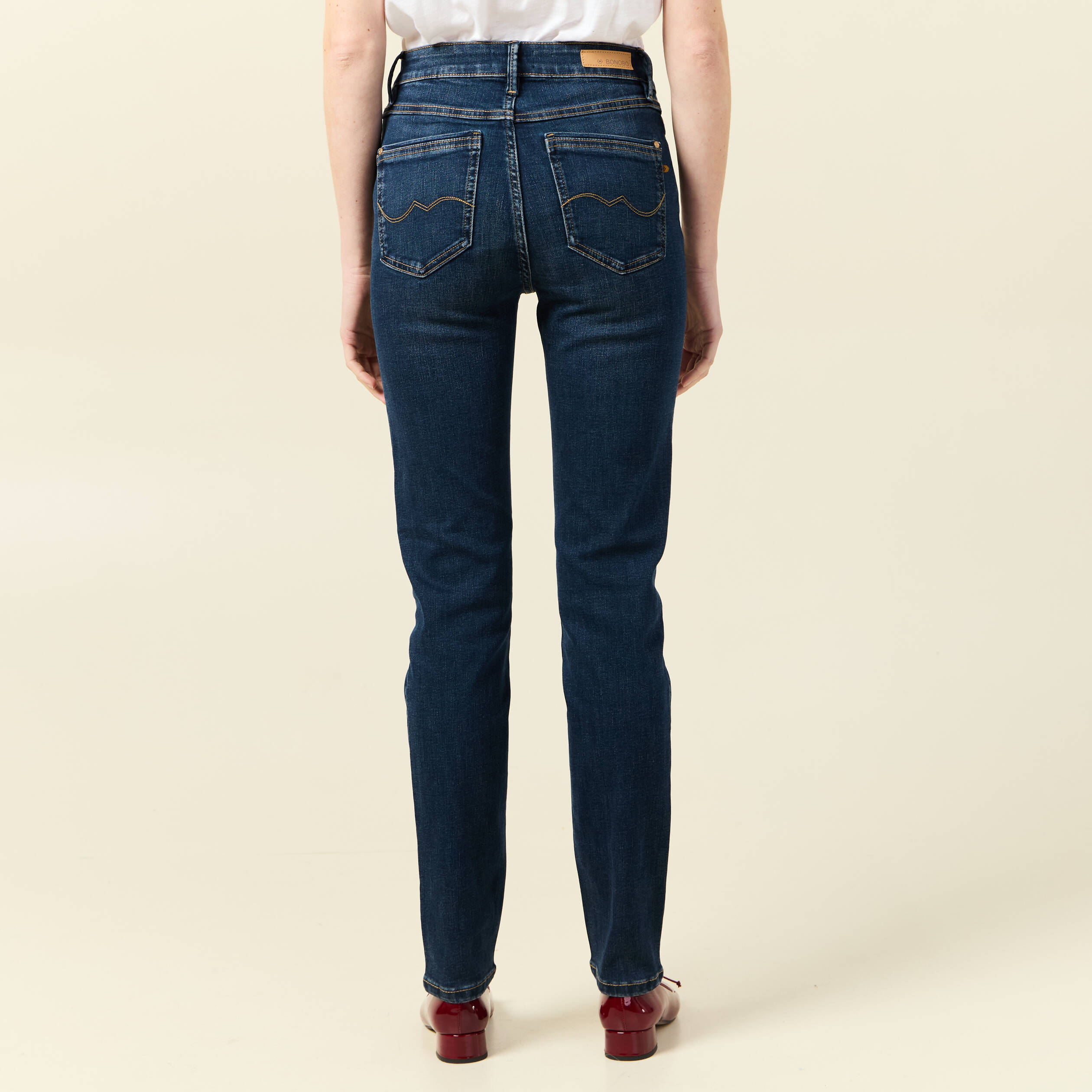 Jeans slim taille haute denim brut femme Bonobo