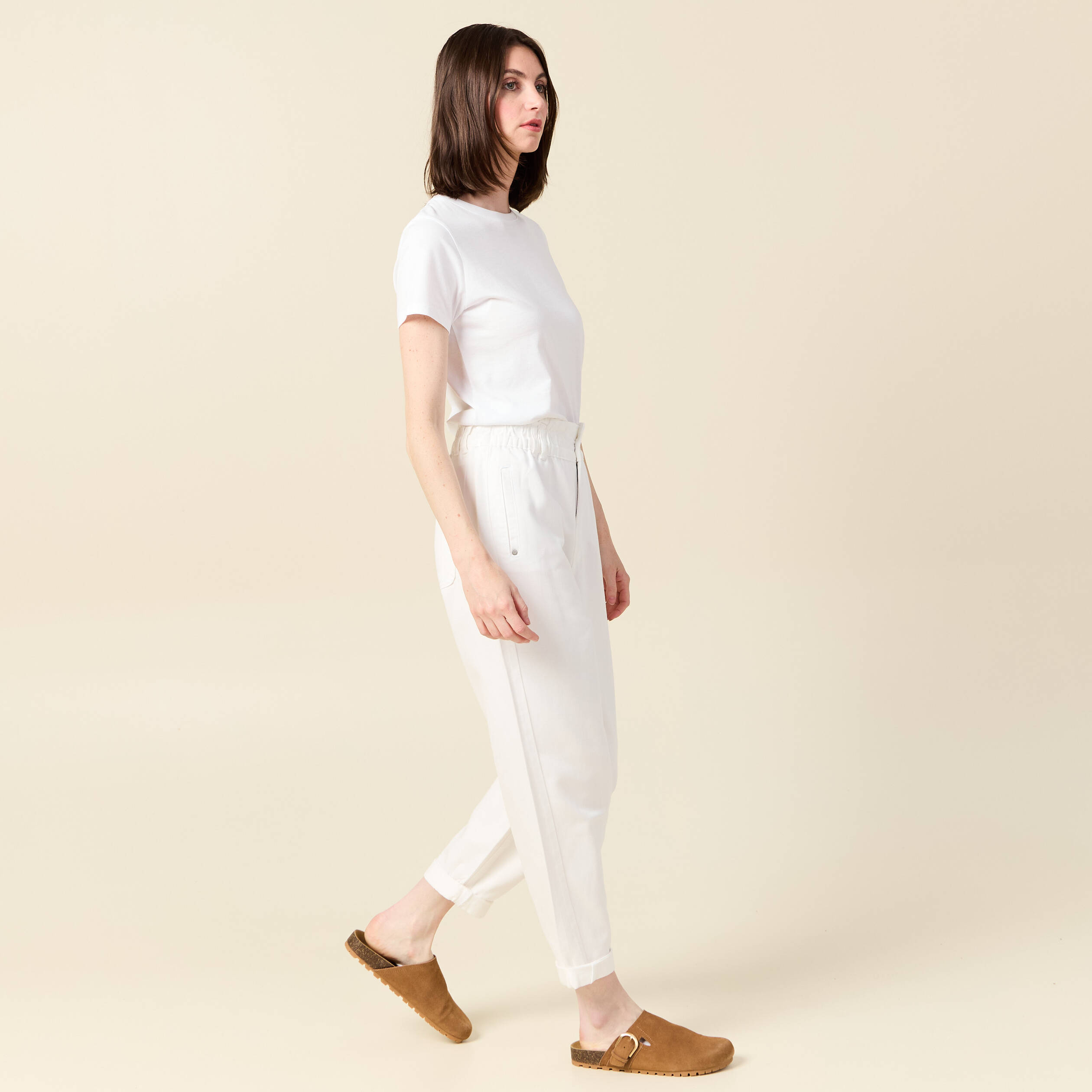 jeans slouchy taille haute denim blanc femme Jeans slouchy taille haute denim blanc femme
