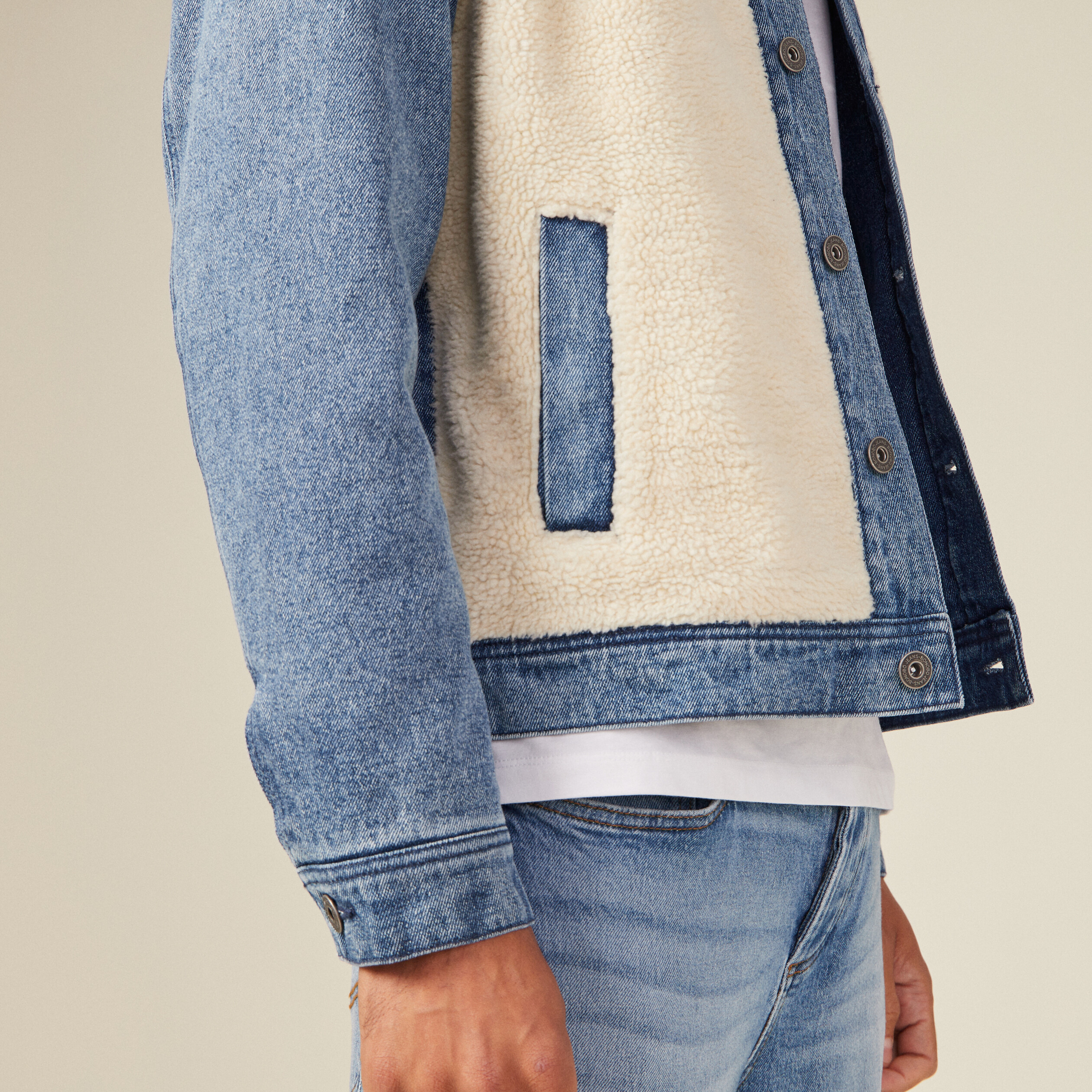 Blouson droit en jean denim stone homme
