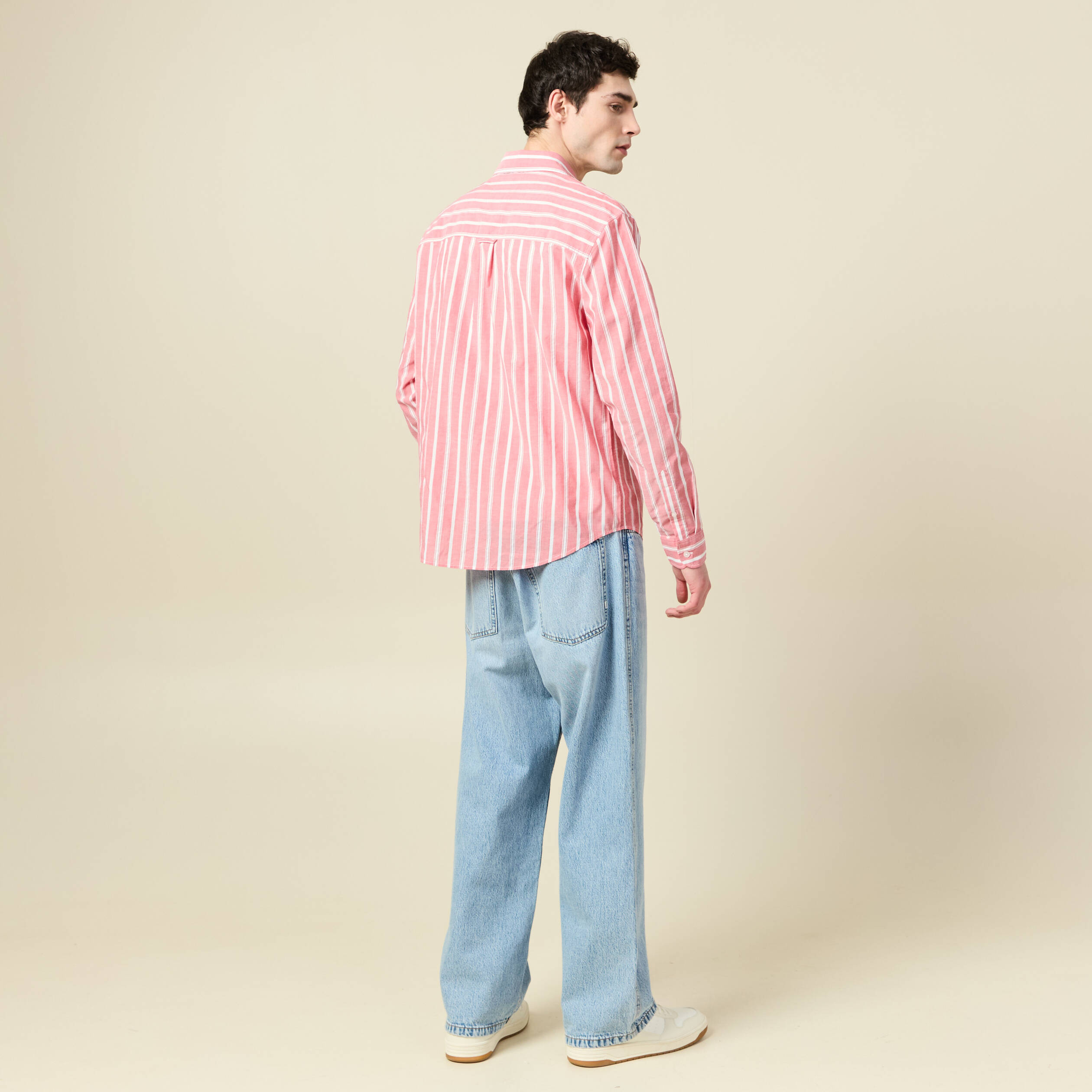 Chemise boyfriend en coton rouge corail homme