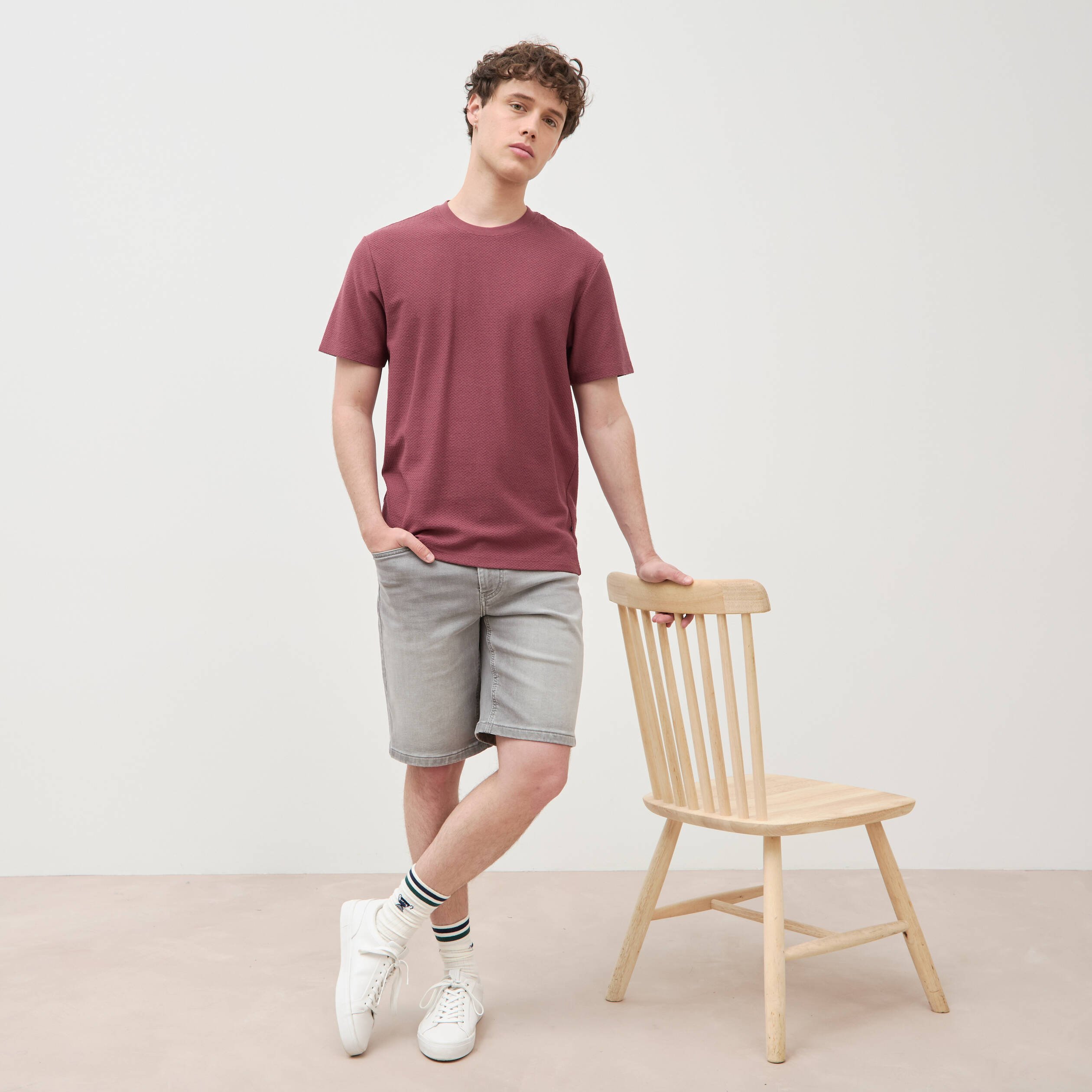 T-shirt manches courtes vieux rose homme