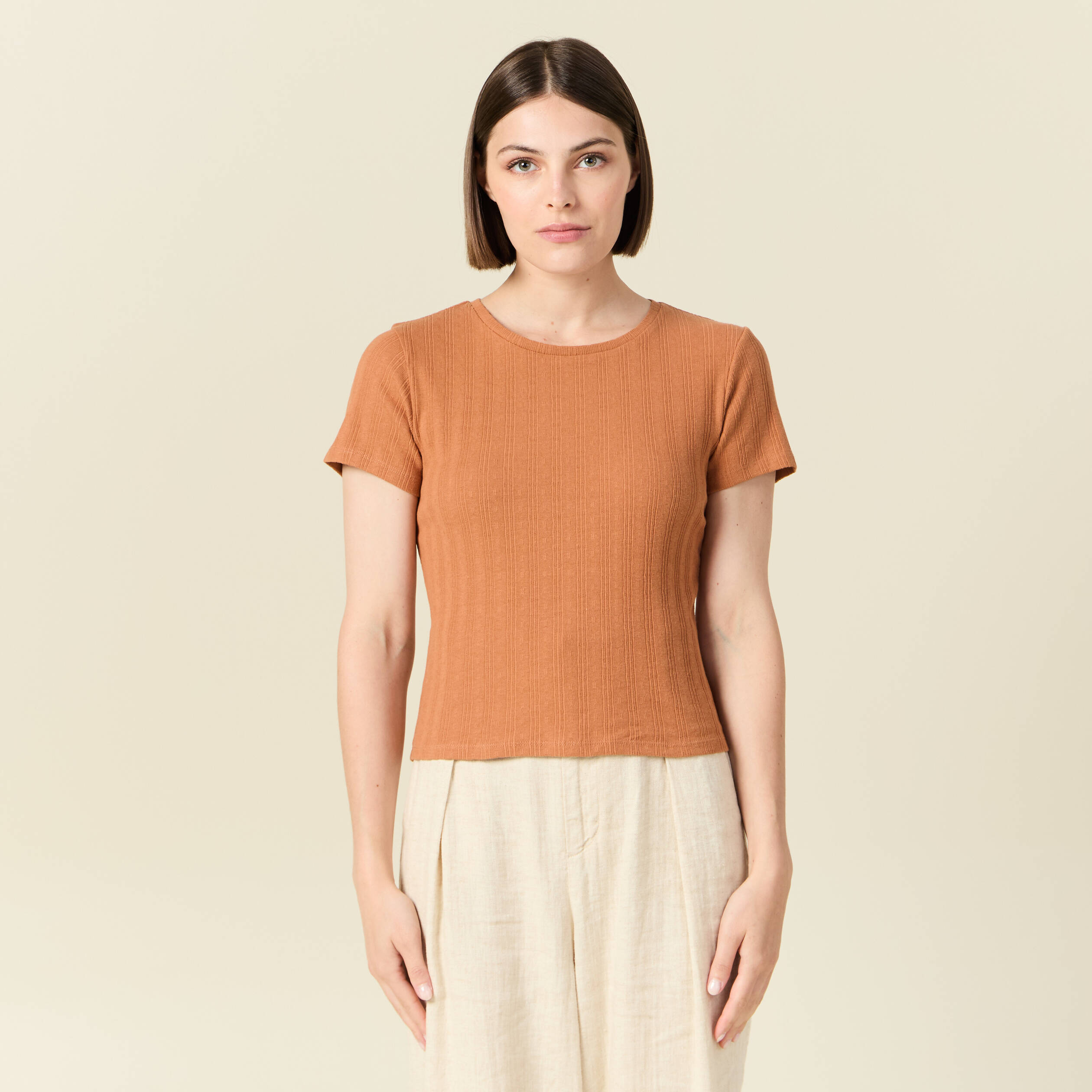 t shirt manches courtes terracotta femme T-shirt manches courtes terracotta femme