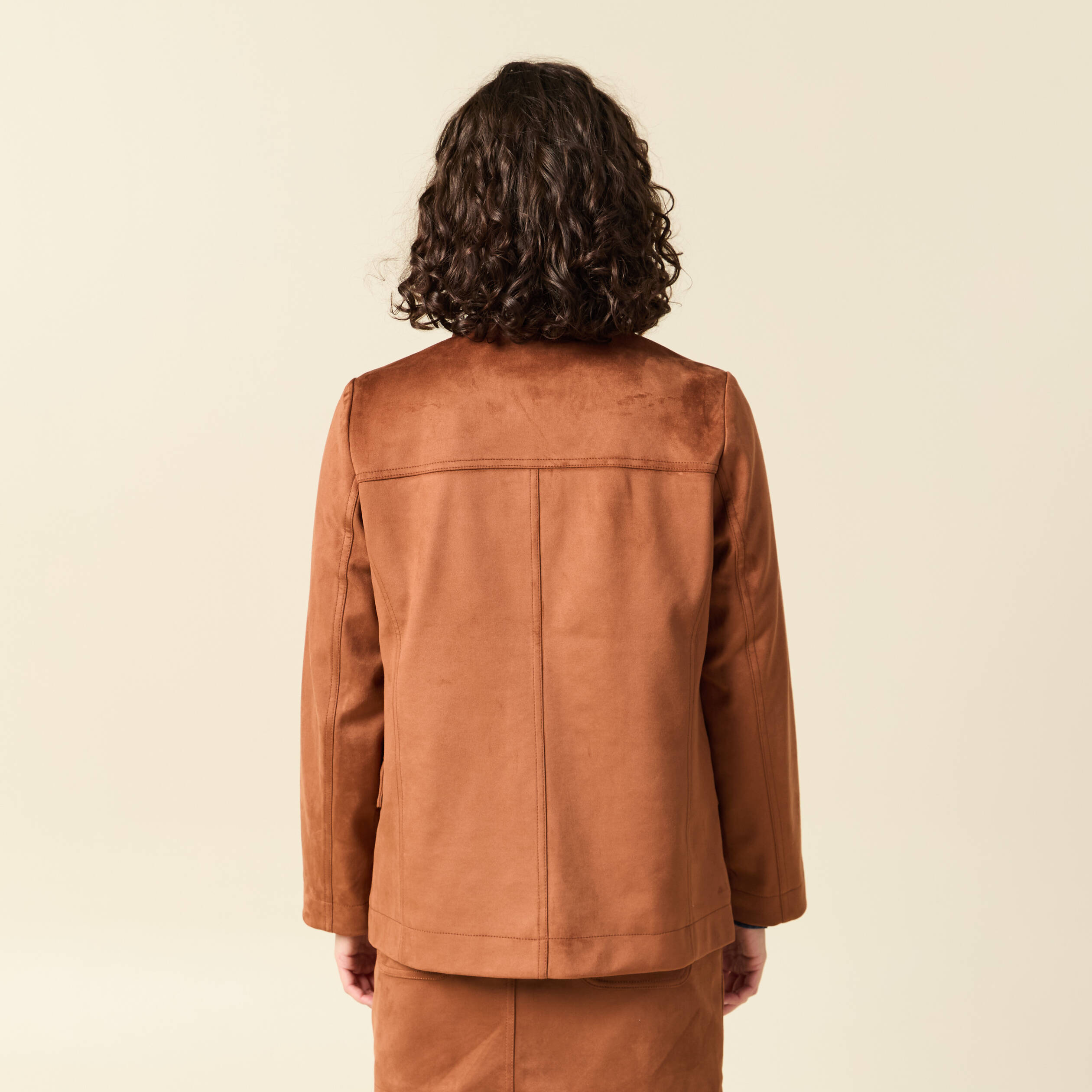 Veste manches longues doubl&eacute;e camel femme