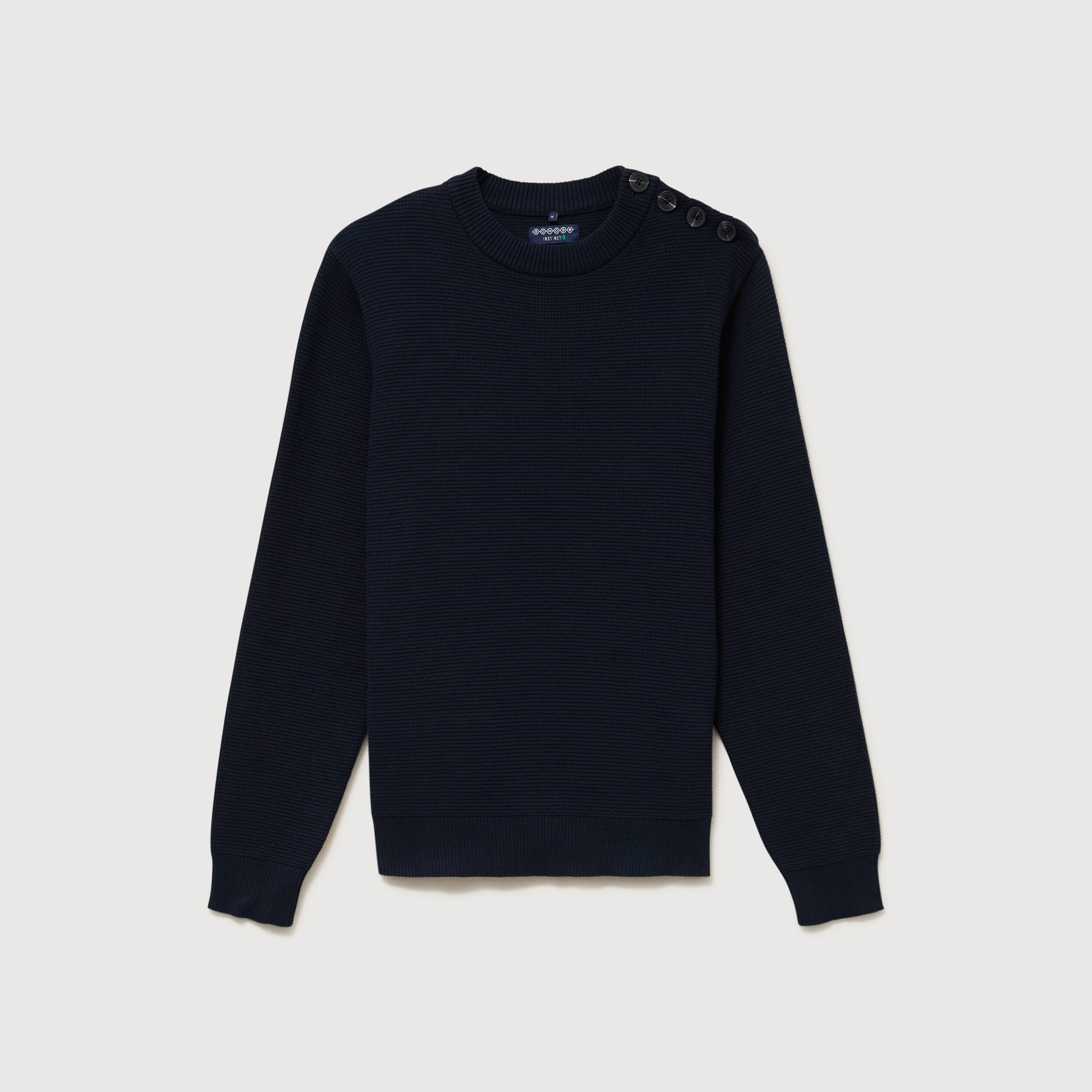 Pull manches longues col rond bleu marine homme