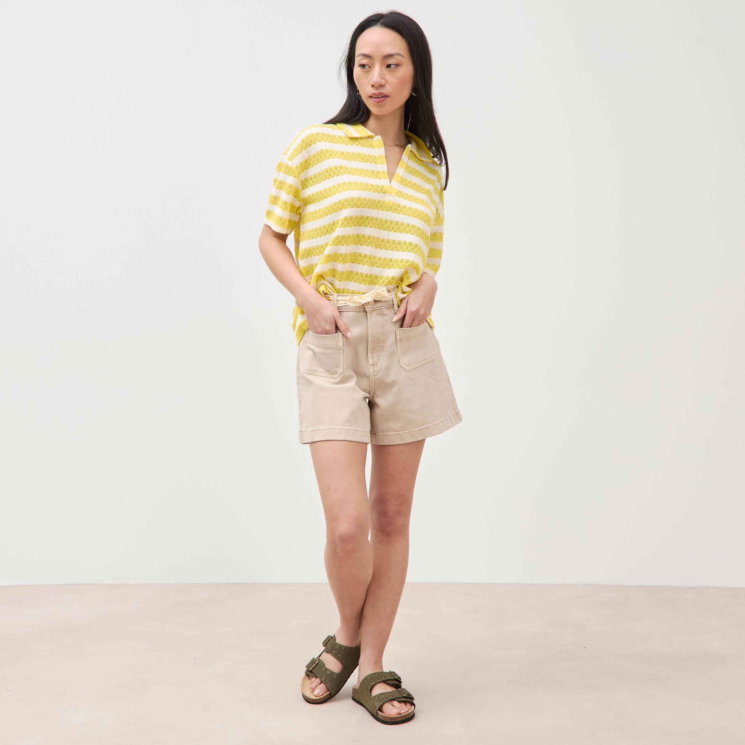 T-shirt manches courtes jaune femme