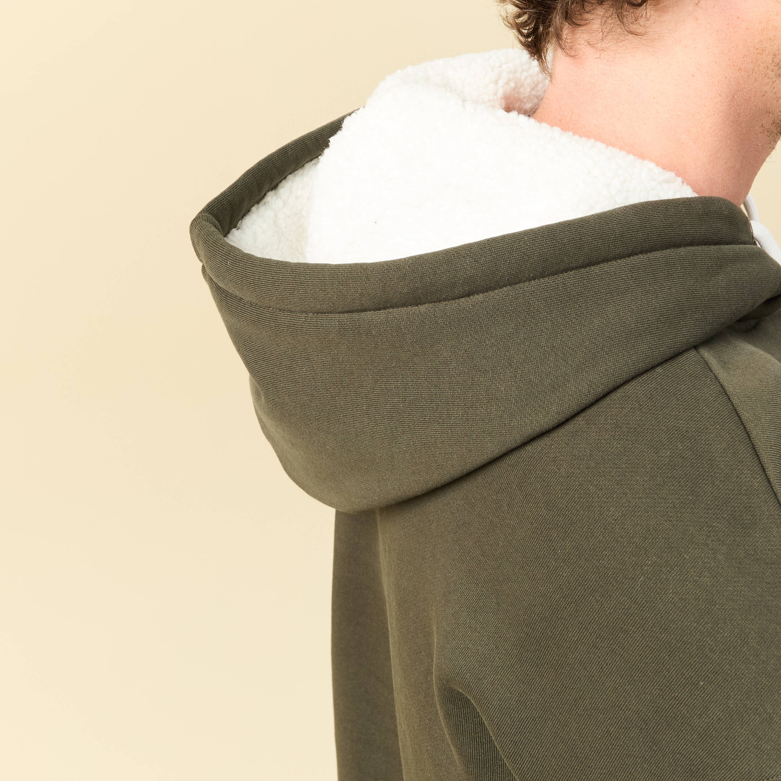 Sweat effet polaire manches longues vert kaki homme