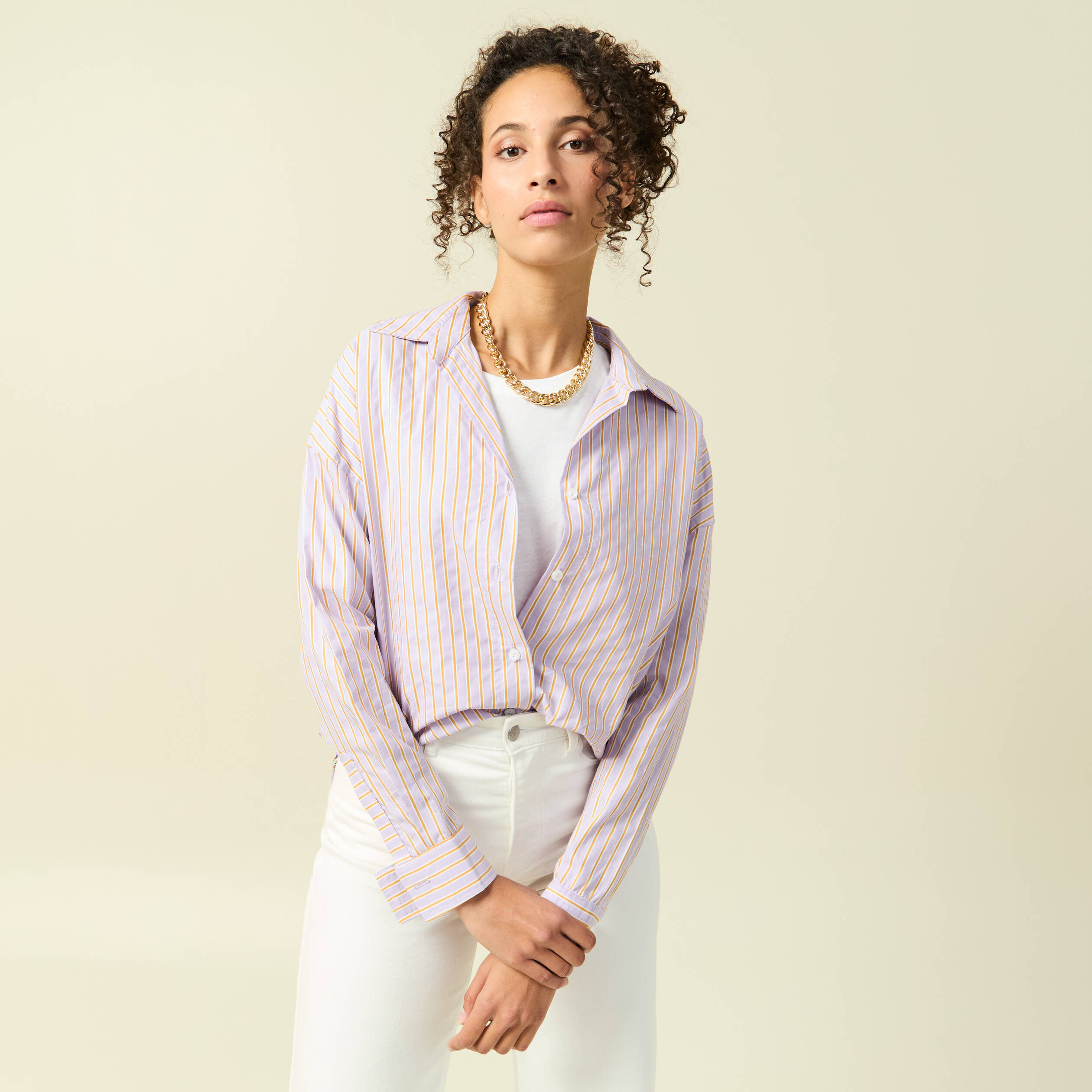 Chemise oversize en coton bleu ciel femme Bonobo