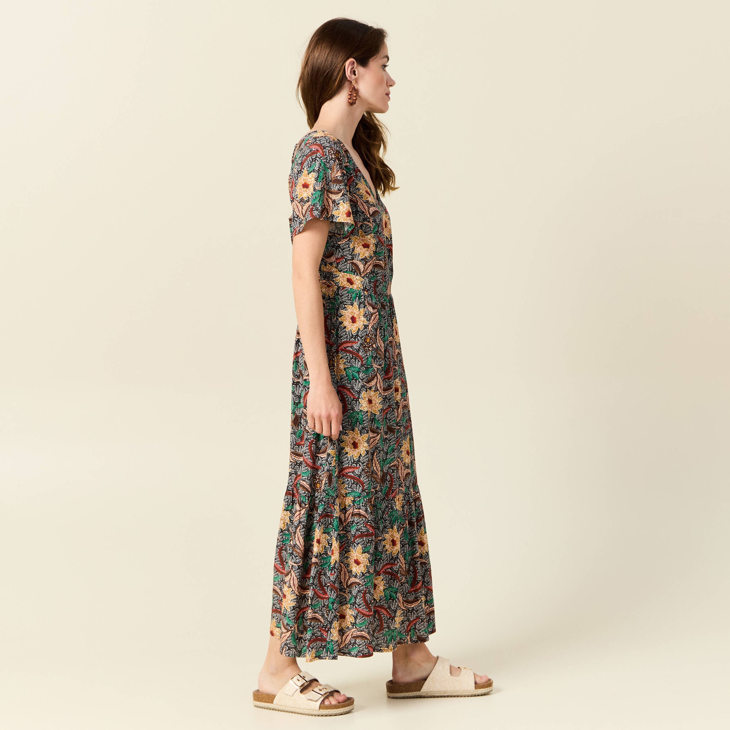 robe longue evasee dos ouvert noir femme Robe longue évasée dos ouvert noir femme