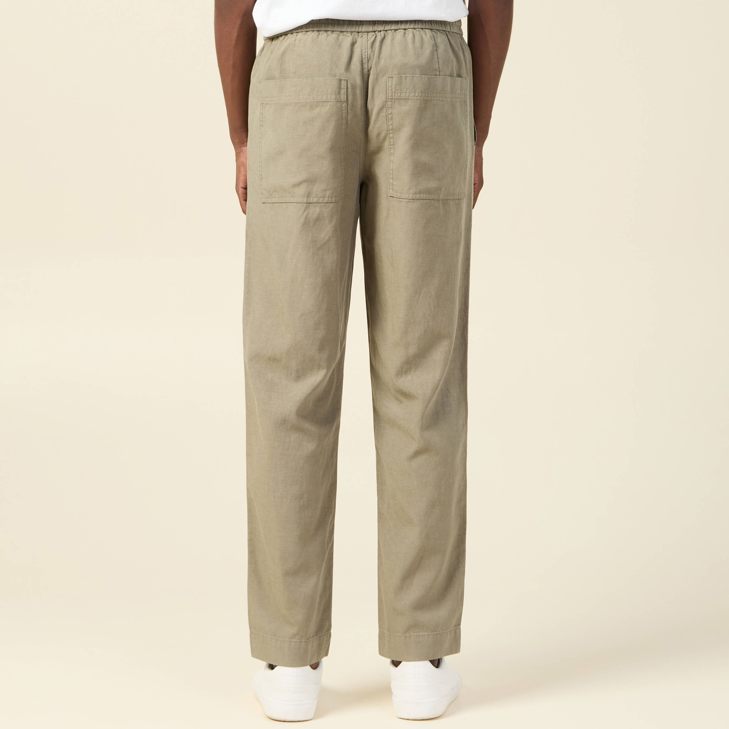 pantalon chino a coulisse vert kaki homme Pantalon chino à coulisse vert kaki homme
