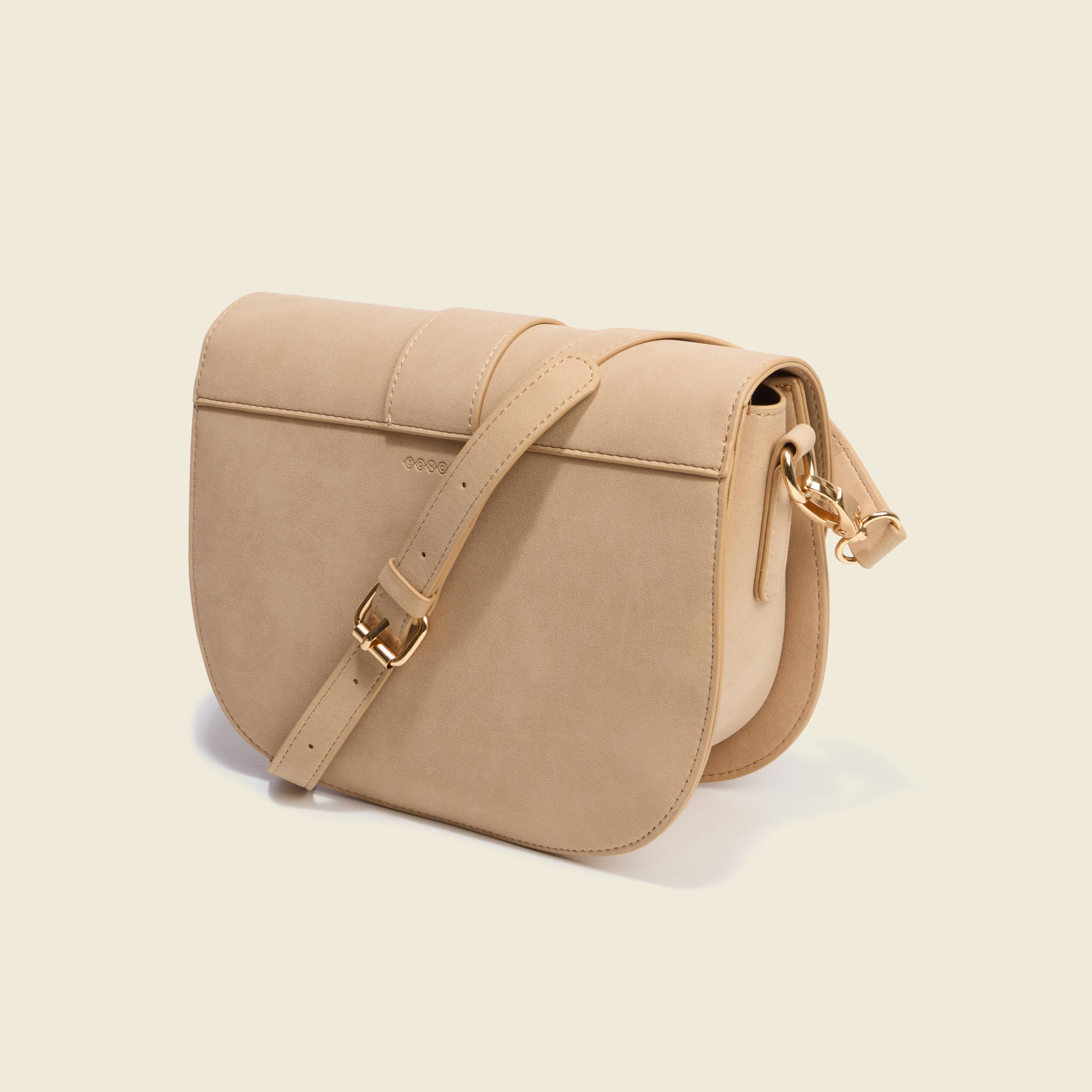 Sac &agrave; rabat en bandouli&egrave;re beige femme