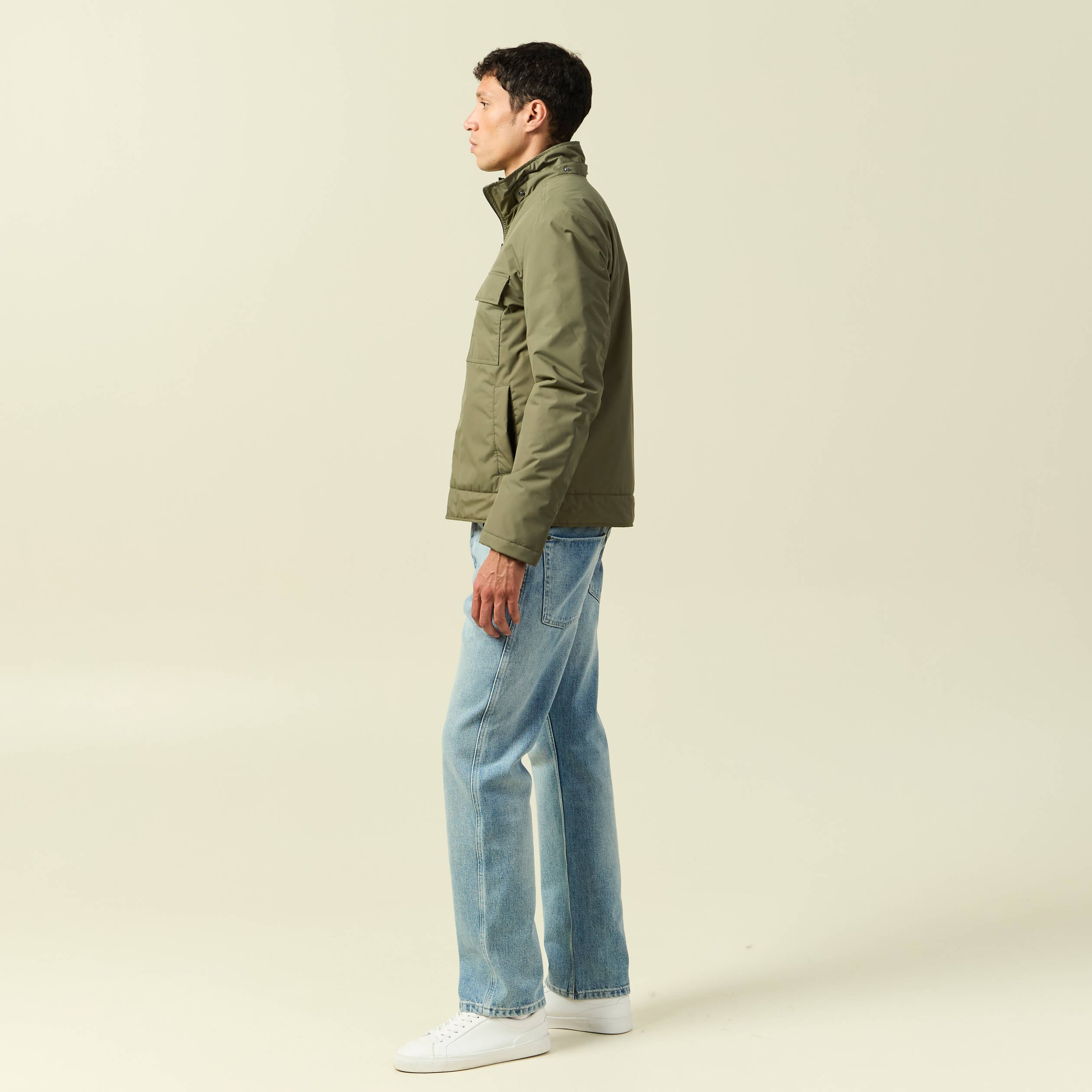 Blouson capuche doublure vert kaki homme