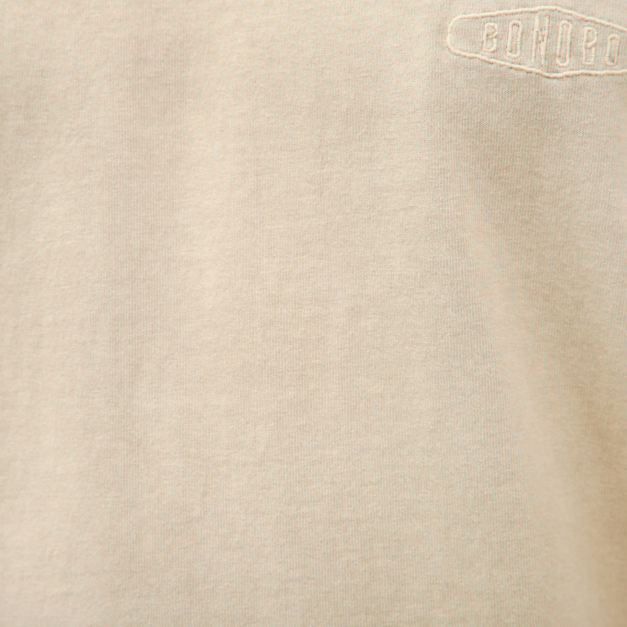 T-shirt ample col rond broderie coton beige homme