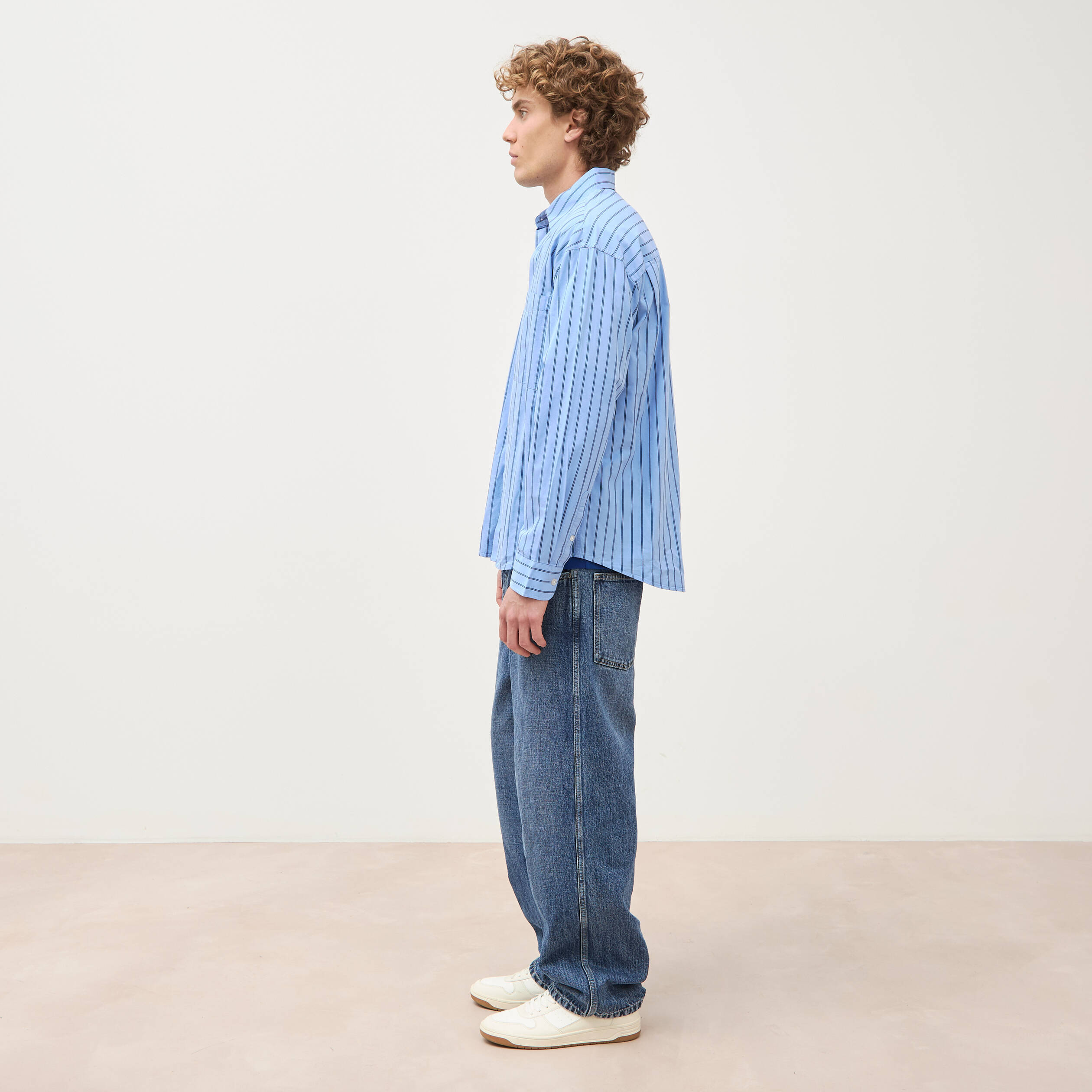Chemise boyfriend en coton bleu ciel homme