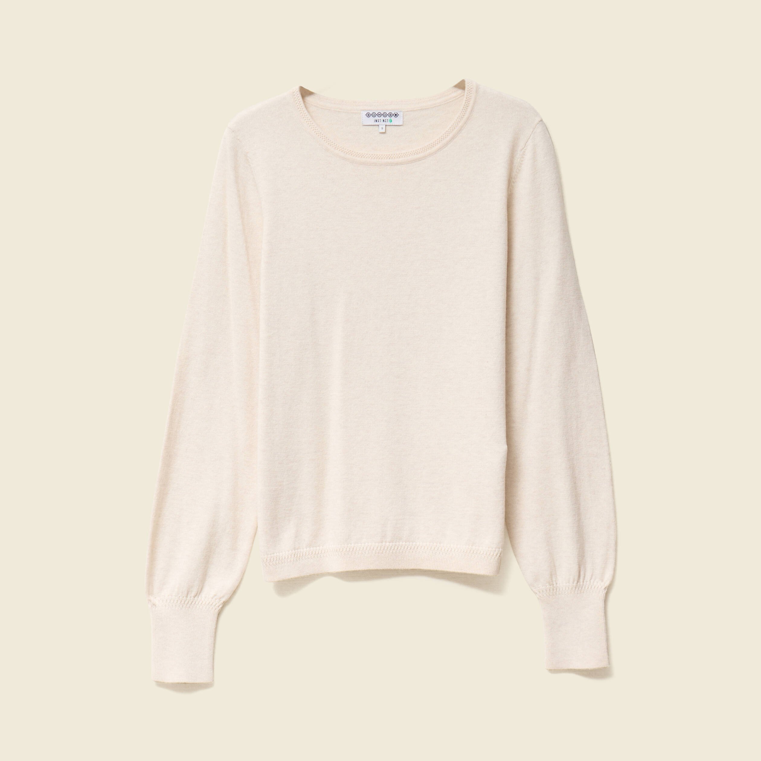 Pull manches longues creme femme