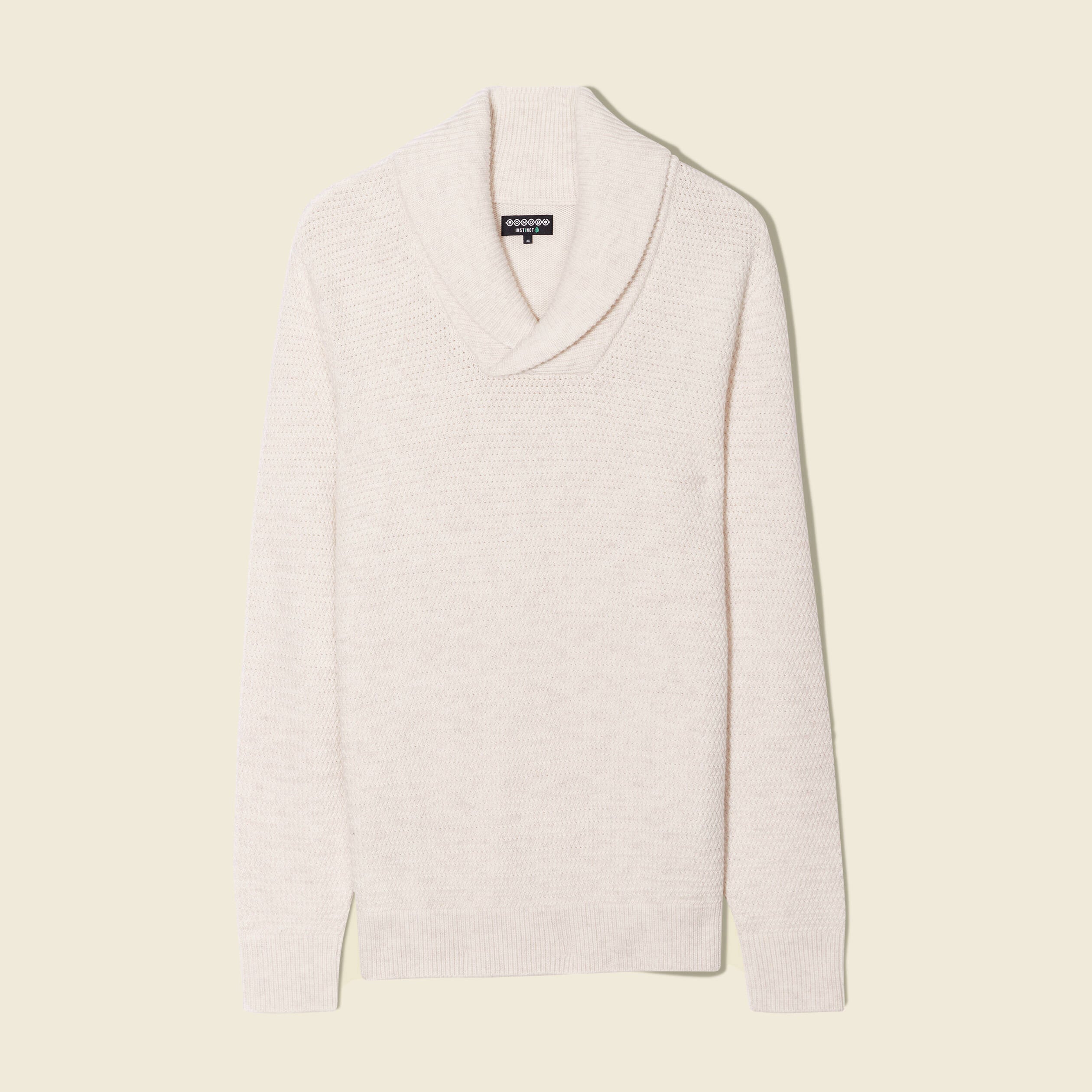 Pull manches longues col ch&acirc;le ecru homme