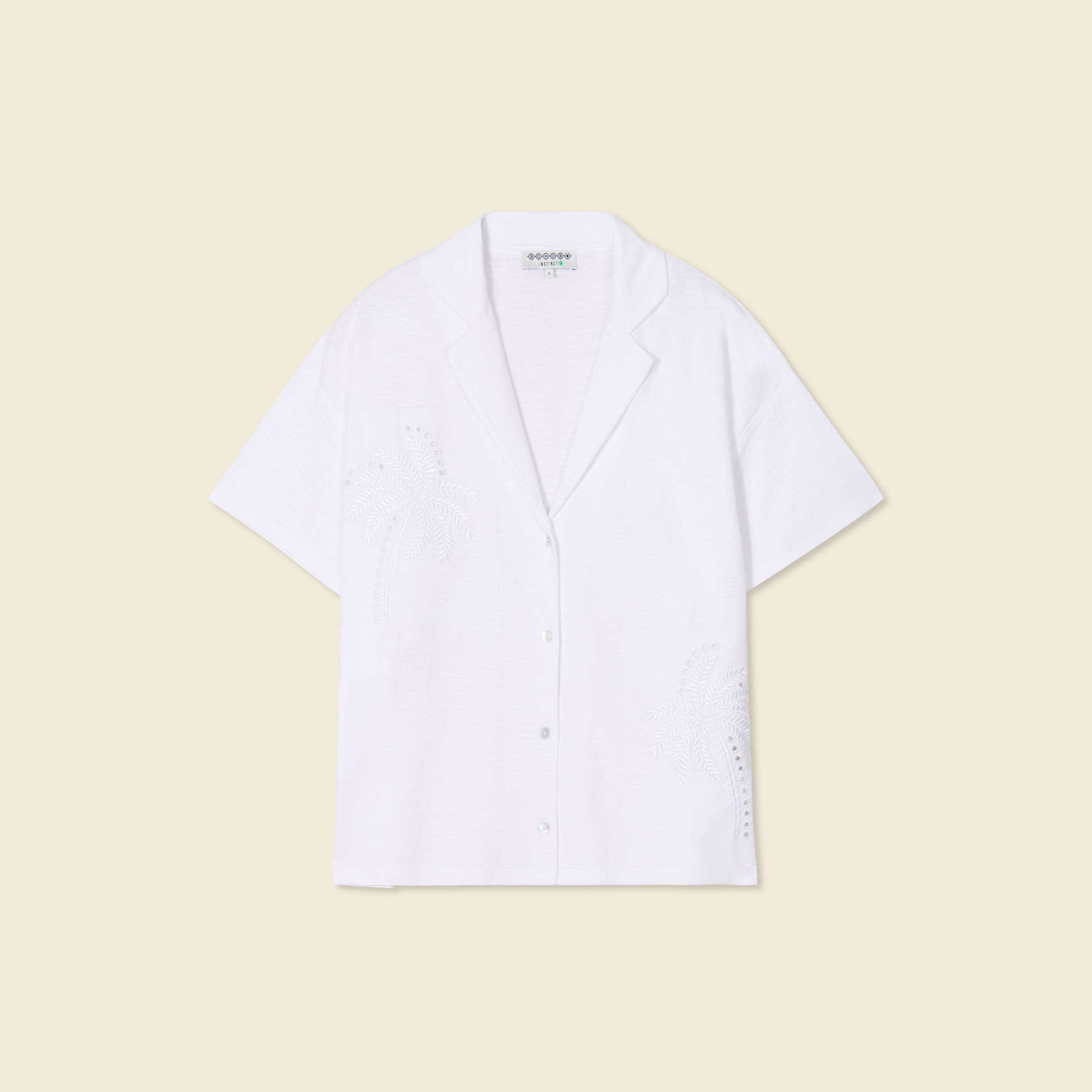 t shirt manches courtes brode blanc femme T-shirt manches courtes brodé blanc femme
