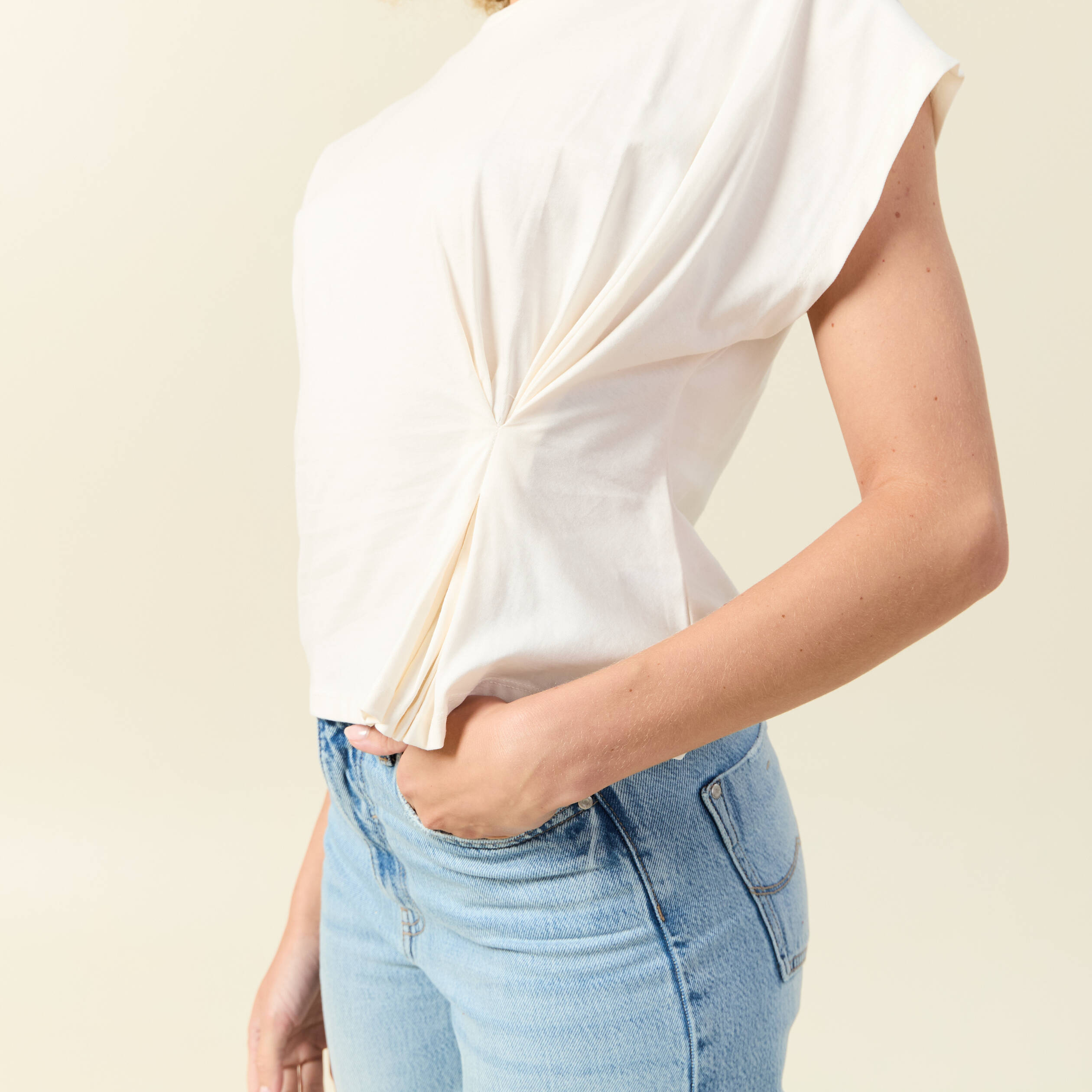 t shirt manches courtes creme femme T-shirt manches courtes creme femme