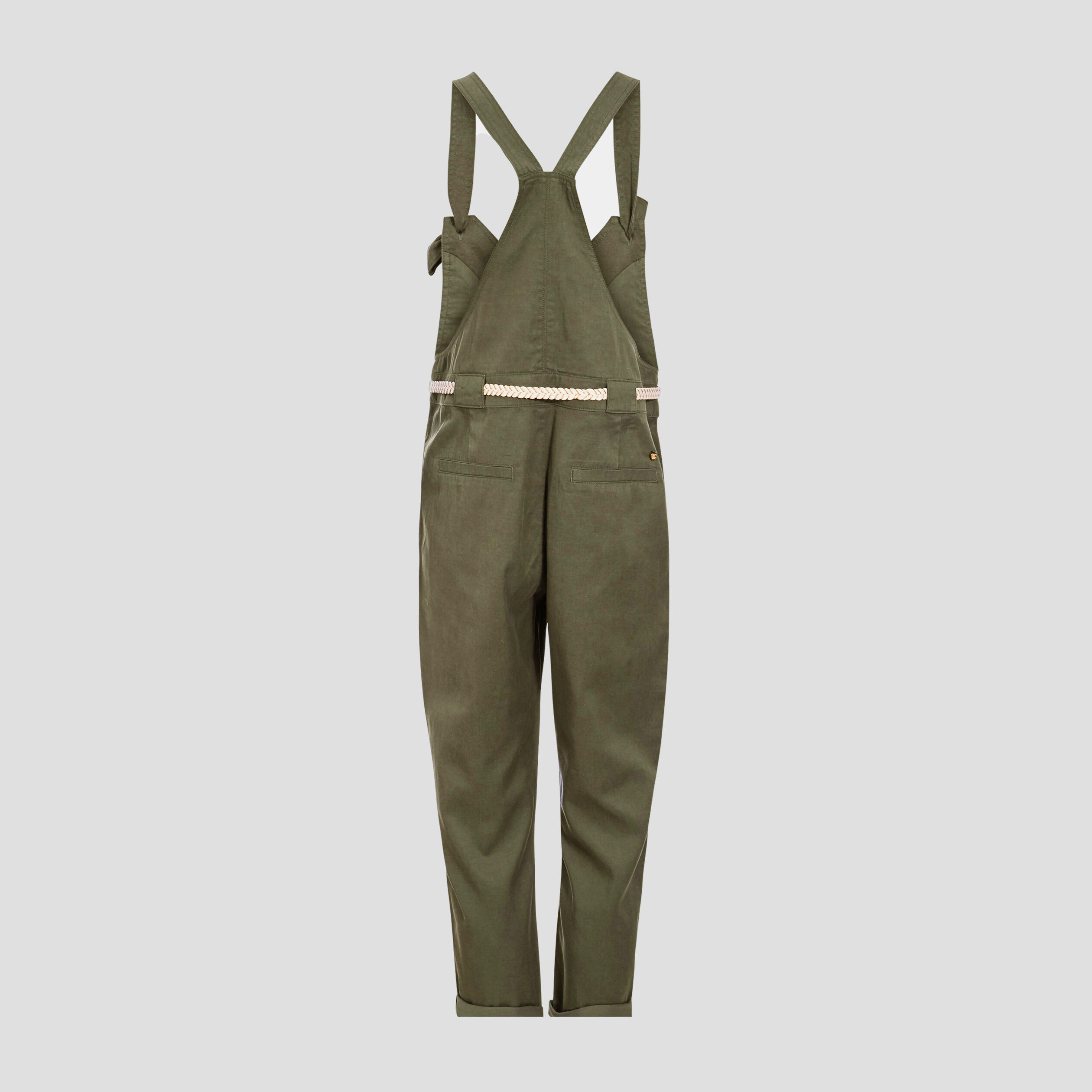 Salopette fluide boutonn&eacute;e vert fonc&eacute; femme