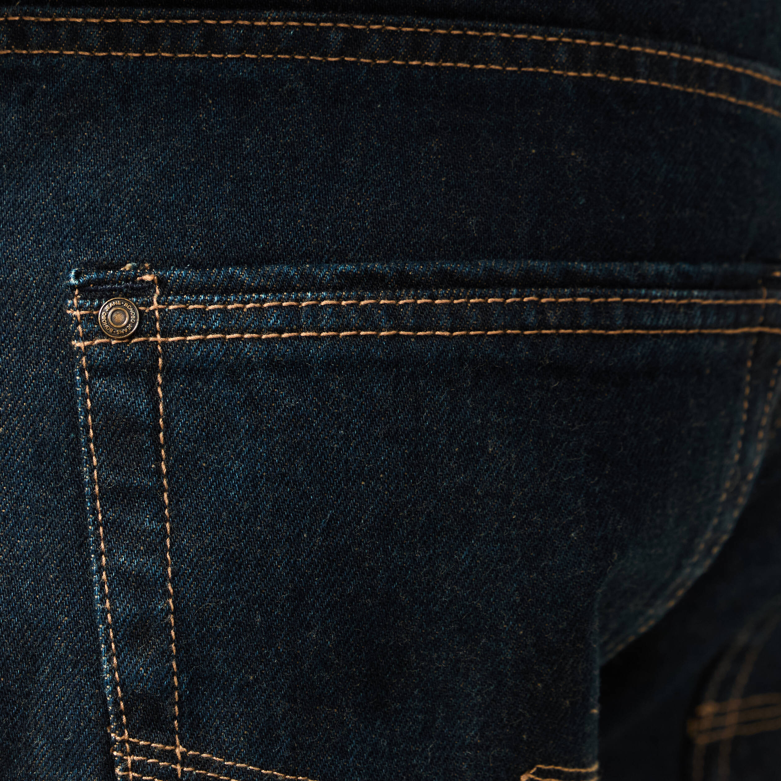 Jeans regular longueur 34 en coton denim brut rinse homme