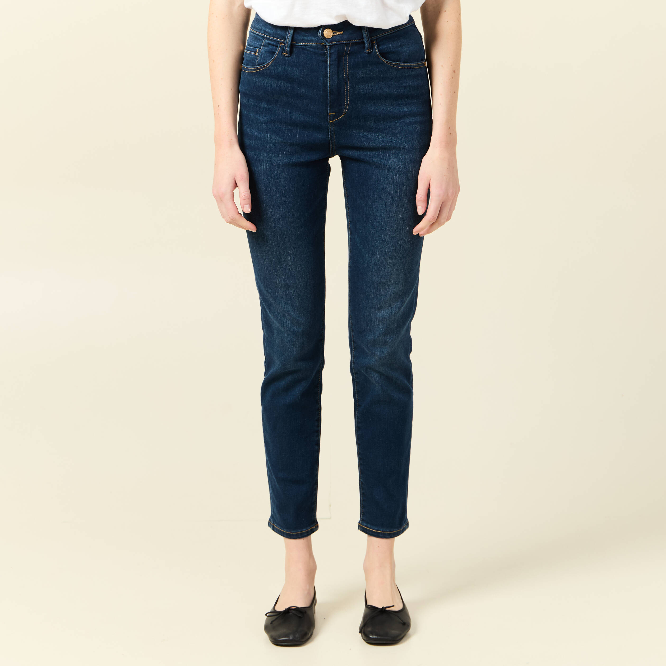 jeans slim taille haute 78eme denim brut femme Jeans slim taille haute 7/8ème denim brut femme