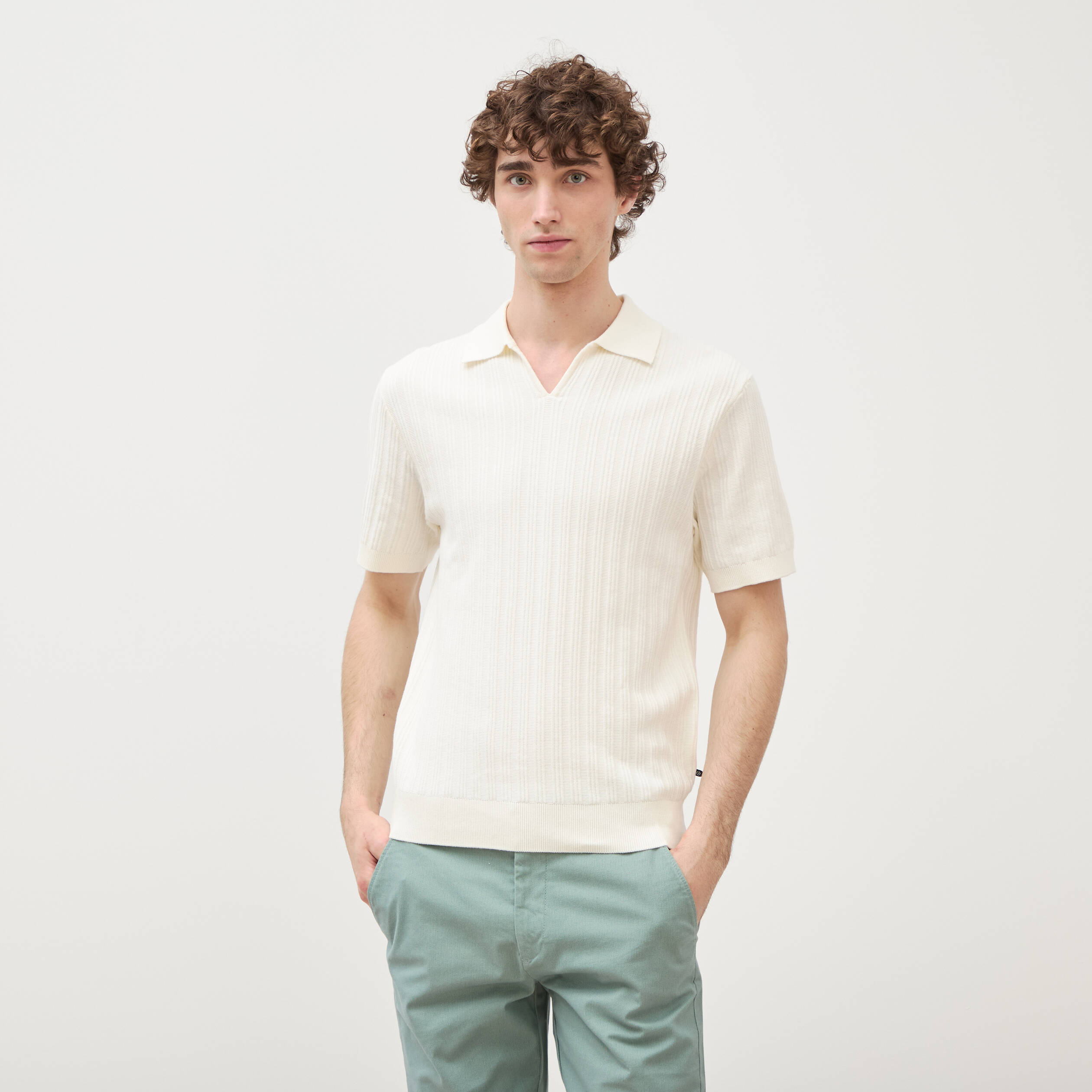 Polo manches courtes ecru homme