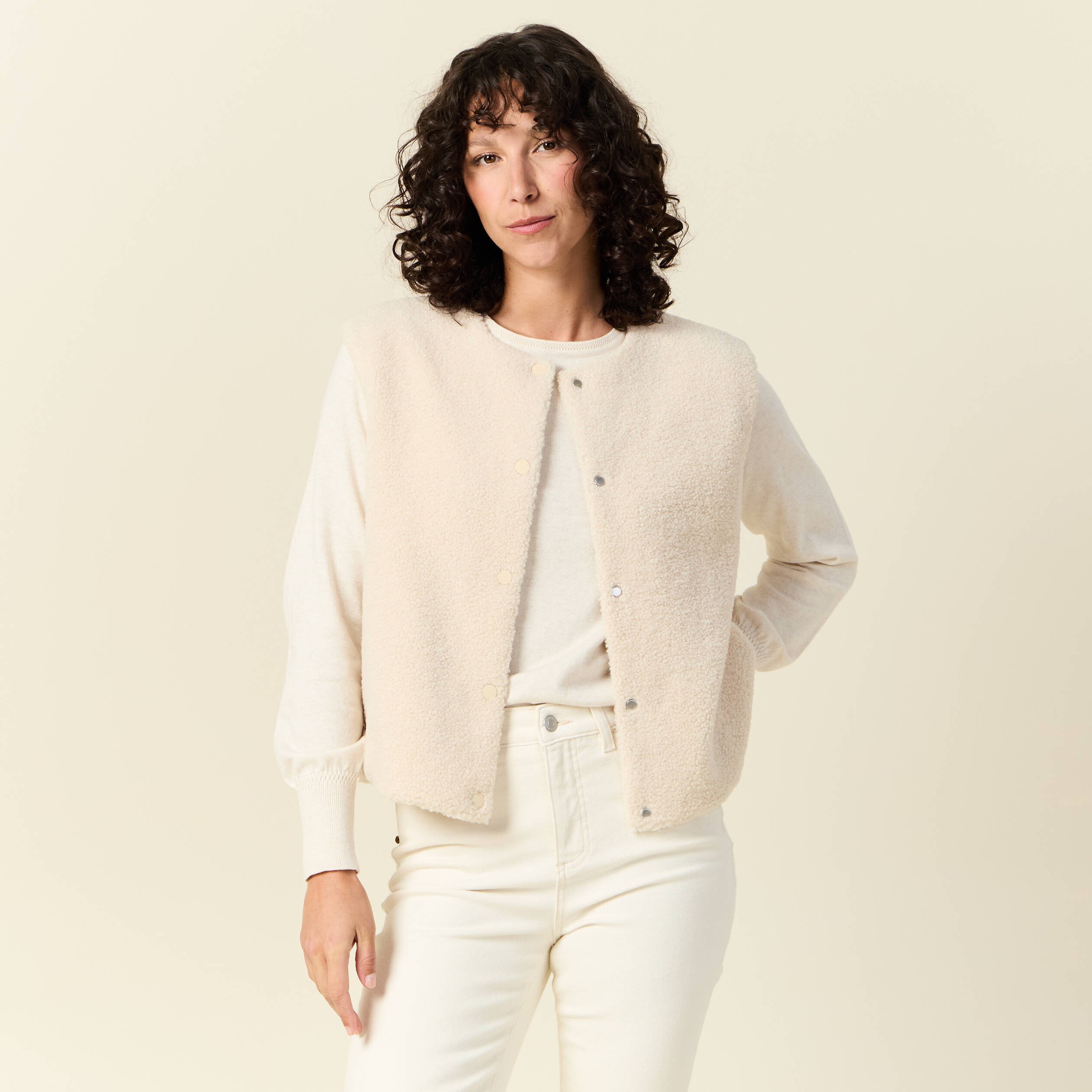 Gilet sans manches réversible creme femme | Bonobo