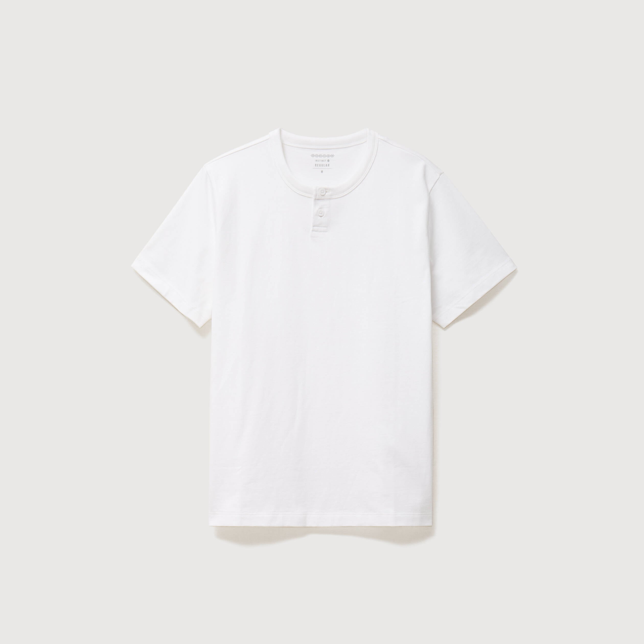 T-shirt col mao manches courtes en coton blanc homme