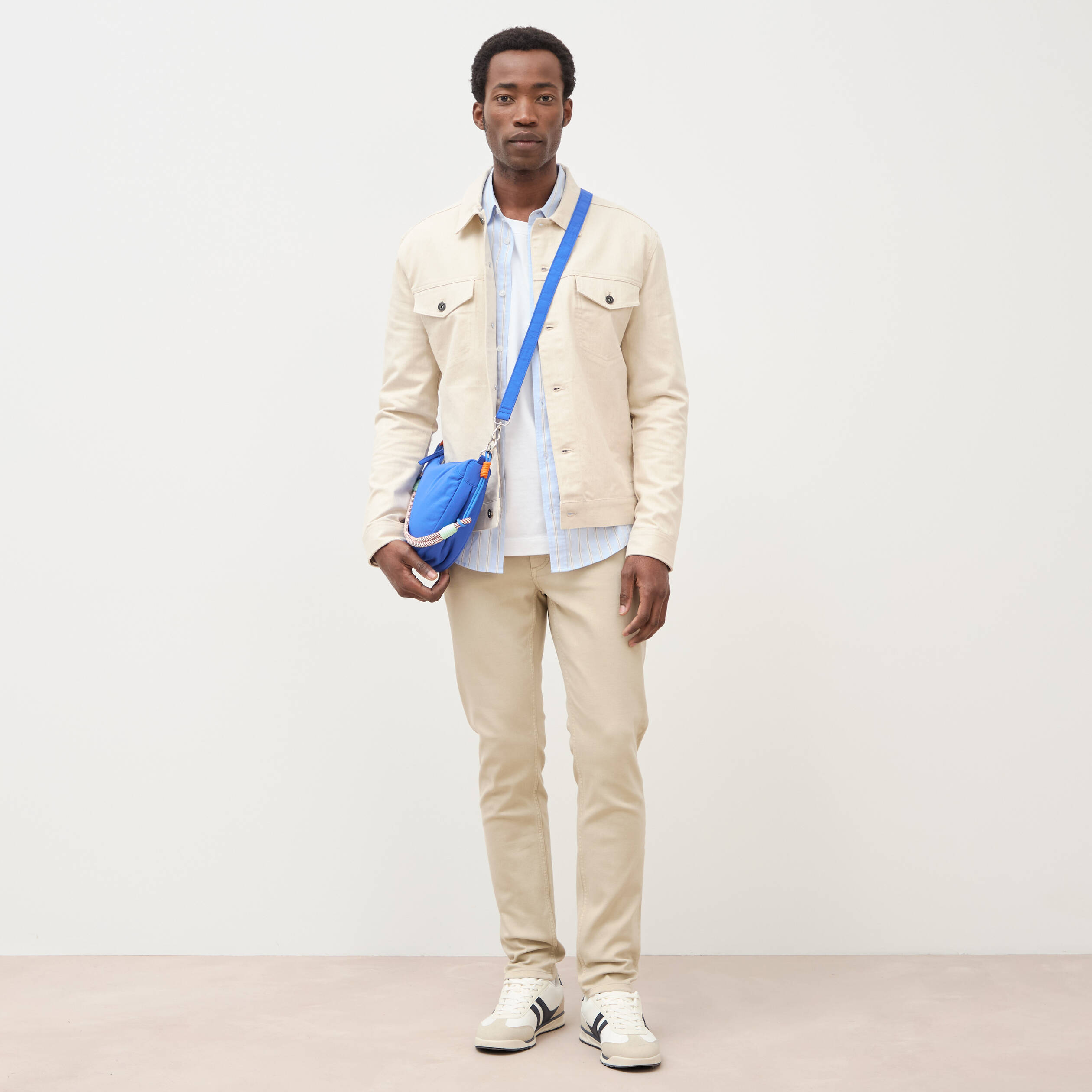 Jeans slim 5 poches denim beige homme