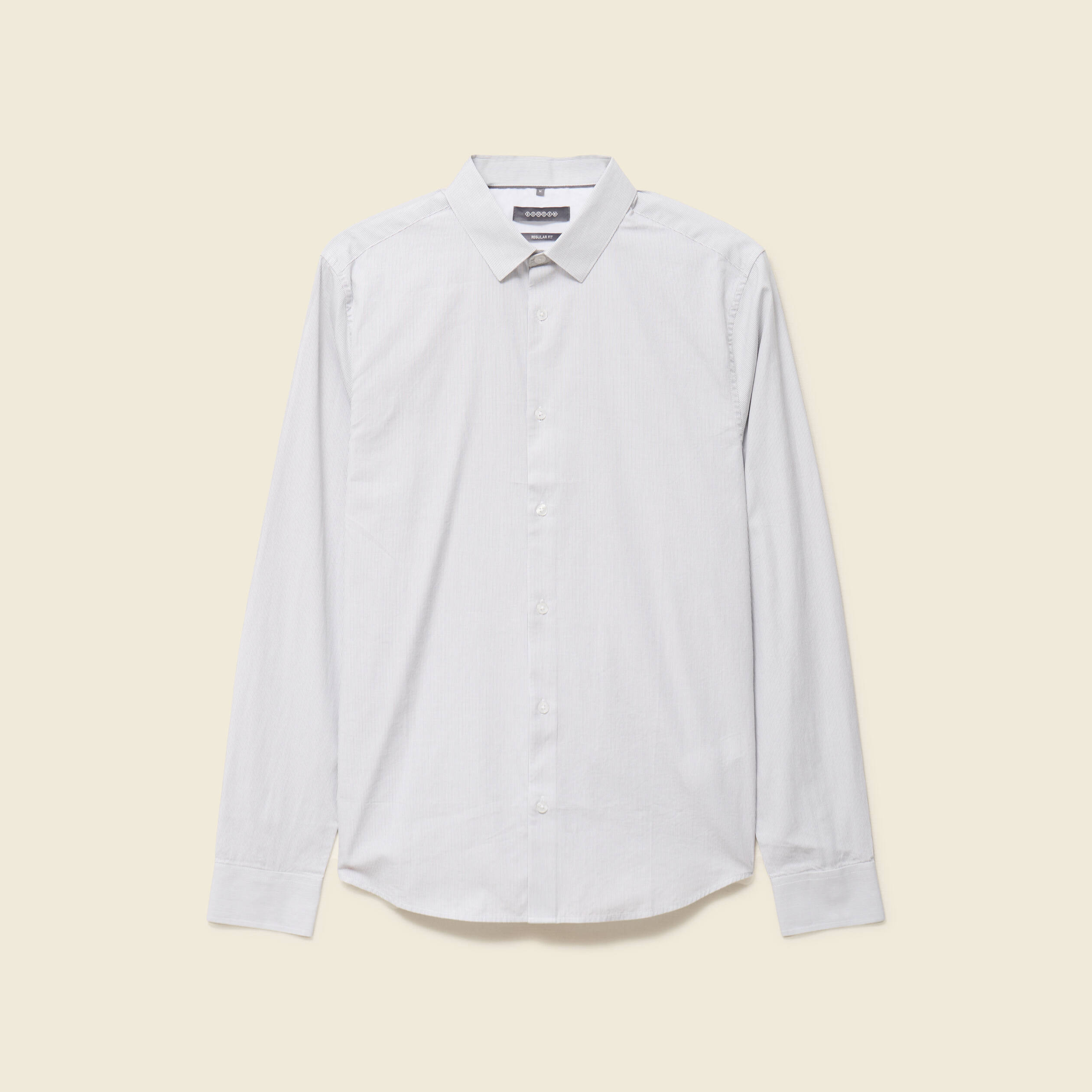 Chemise droite courte en coton gris fonc&eacute; homme