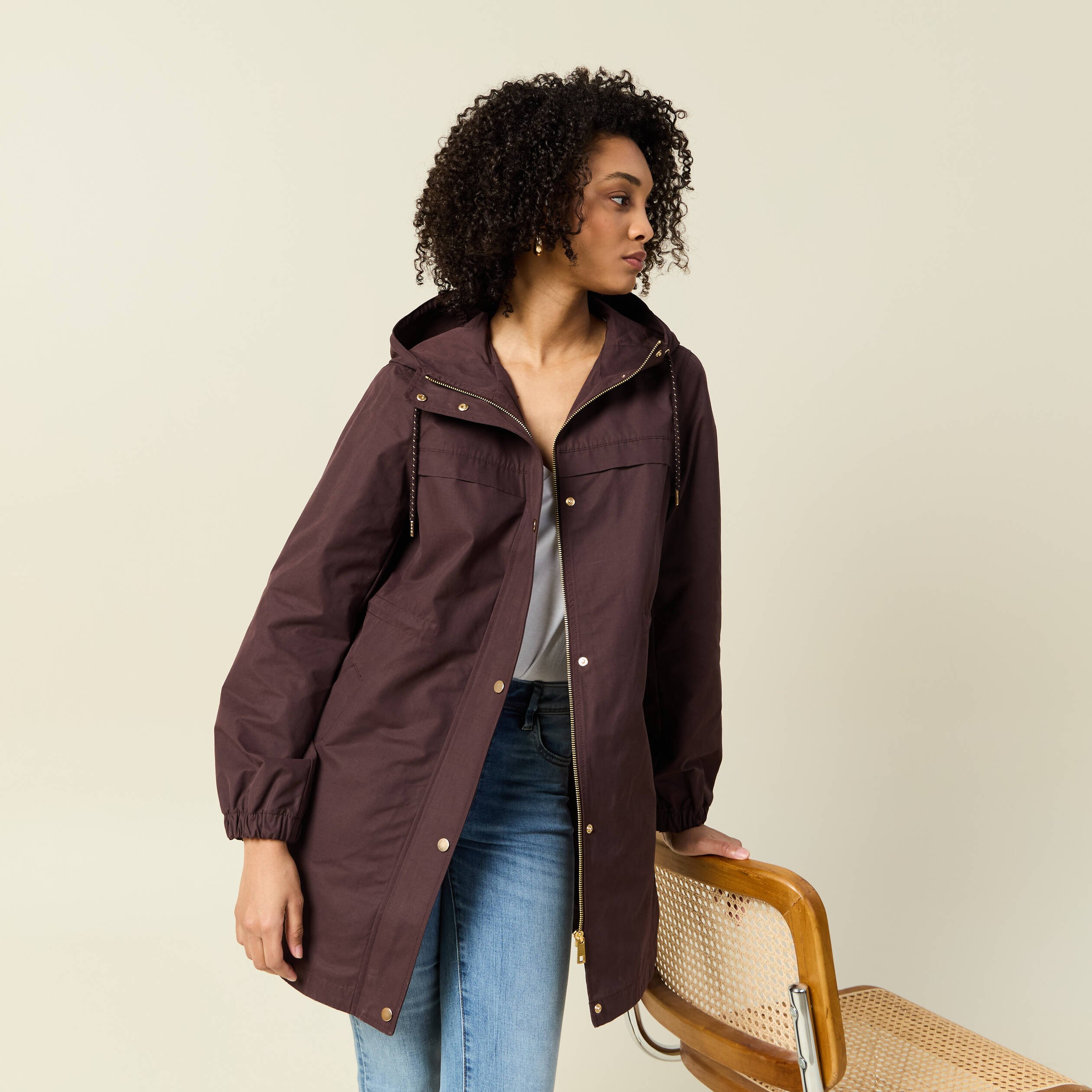 parka longue a capuche marron fonce femme Parka longue à capuche marron foncé femme