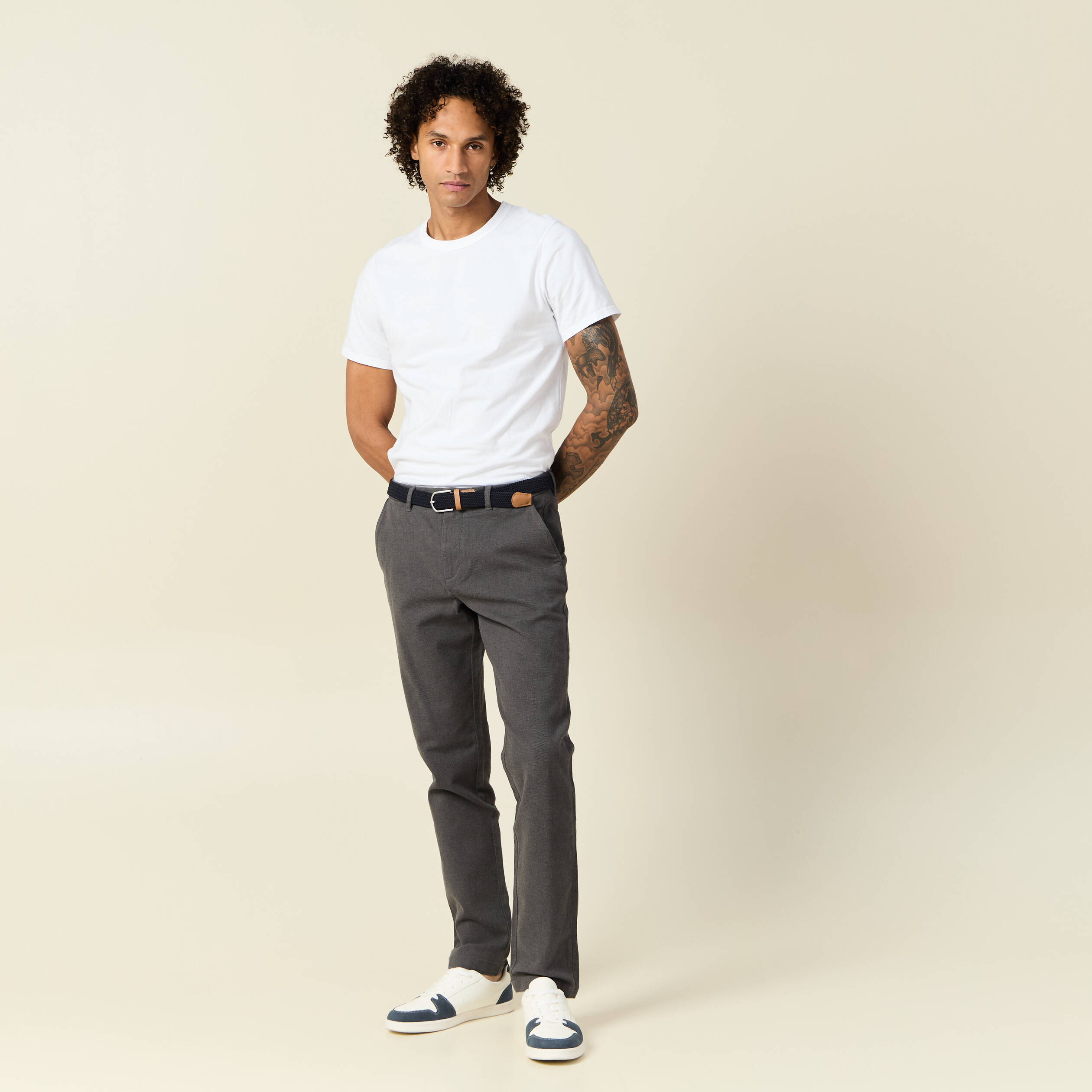 pantalon chino straight gris fonce homme Pantalon chino straight gris foncé homme