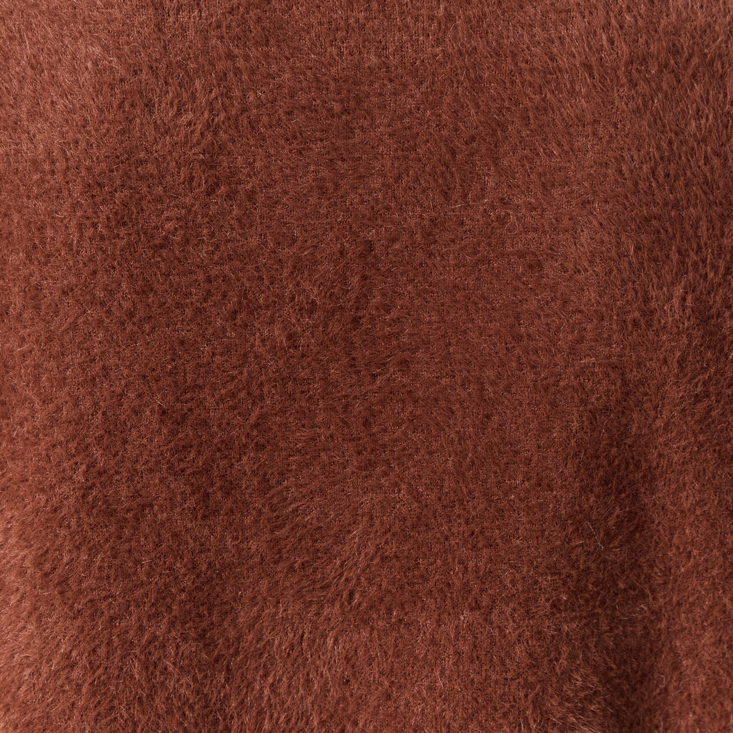 Pull droit court manches coude col rond marron femme
