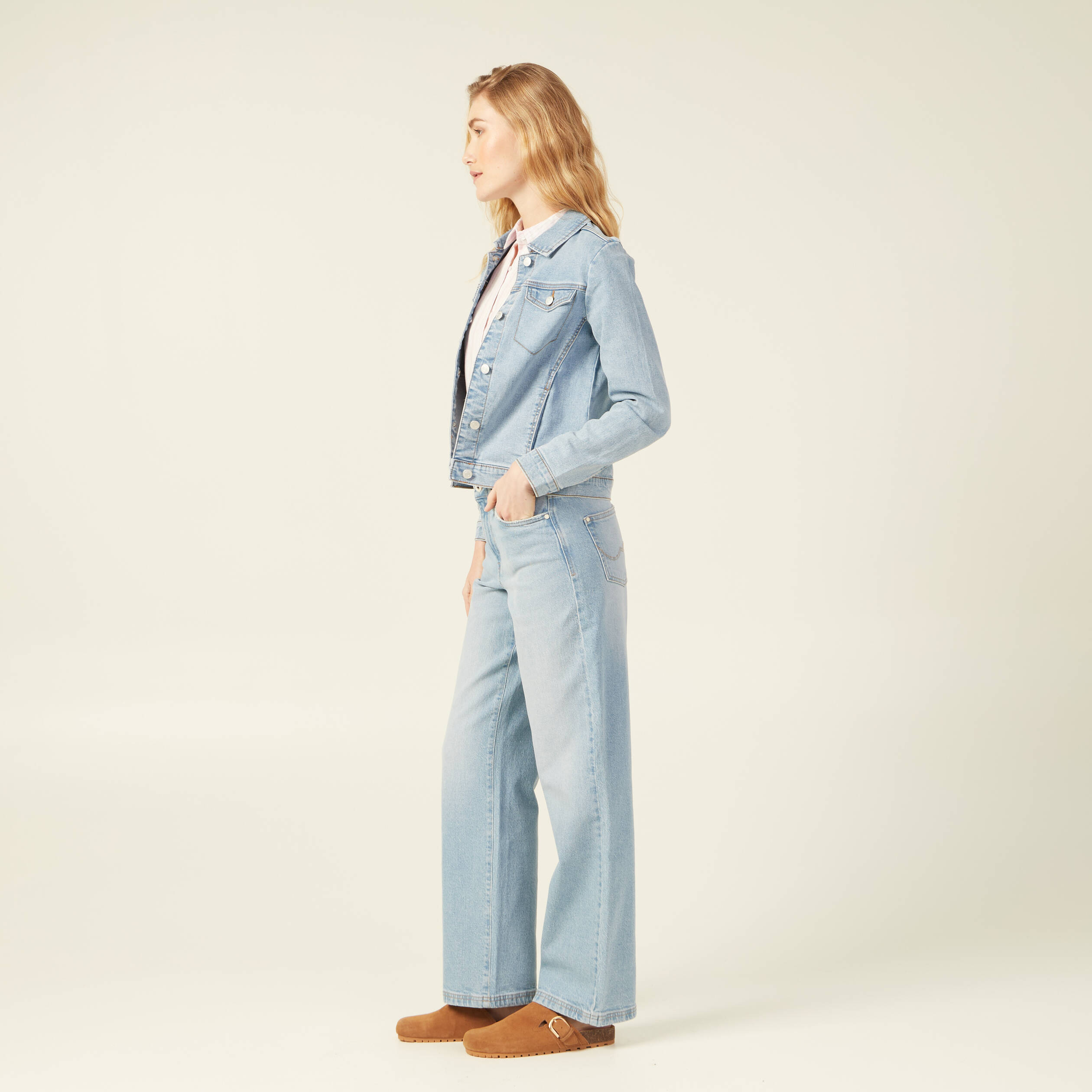 veste en jean eco responsable denim bleach femme Veste en jean éco-responsable denim bleach femme
