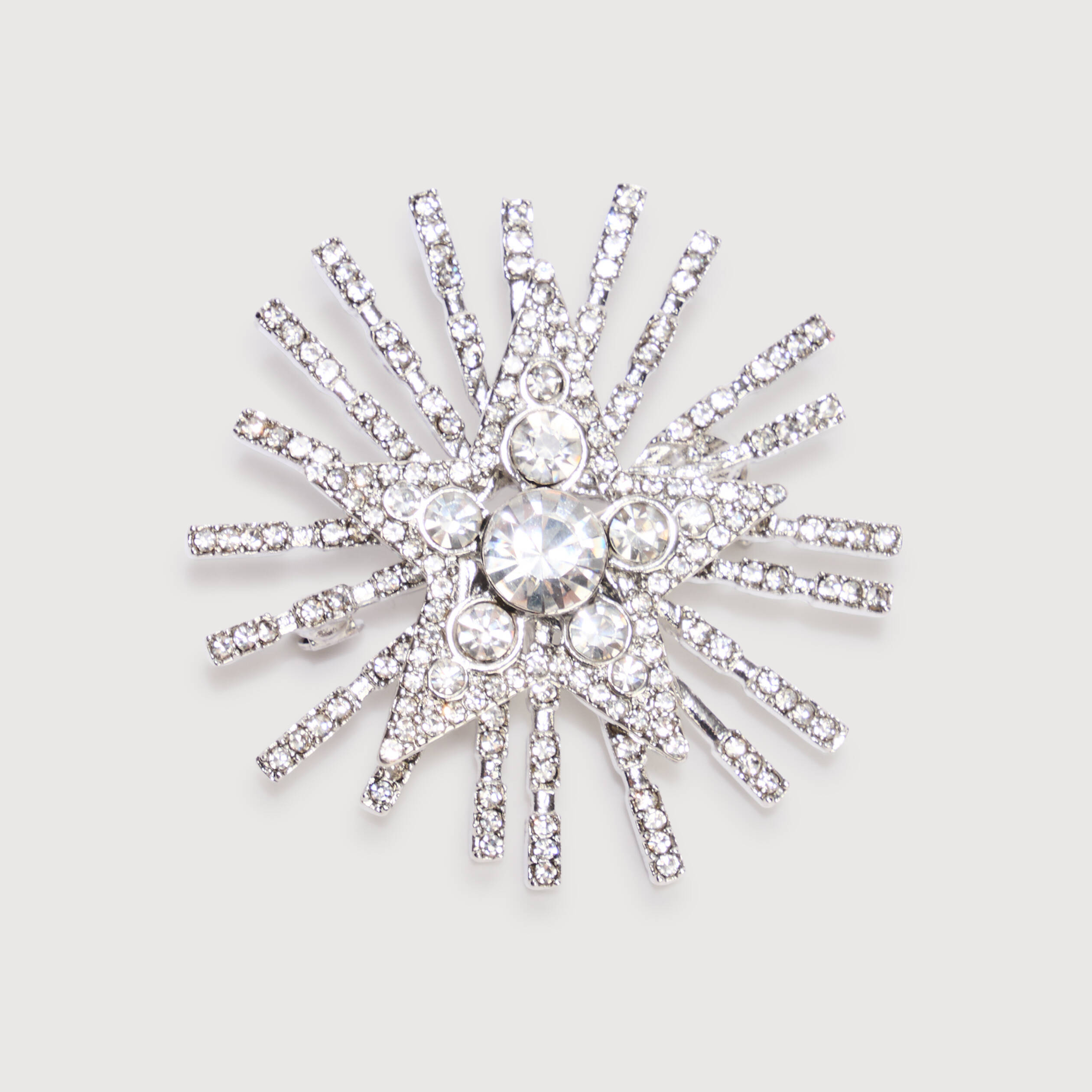 Broche avec strass couleur argent femme