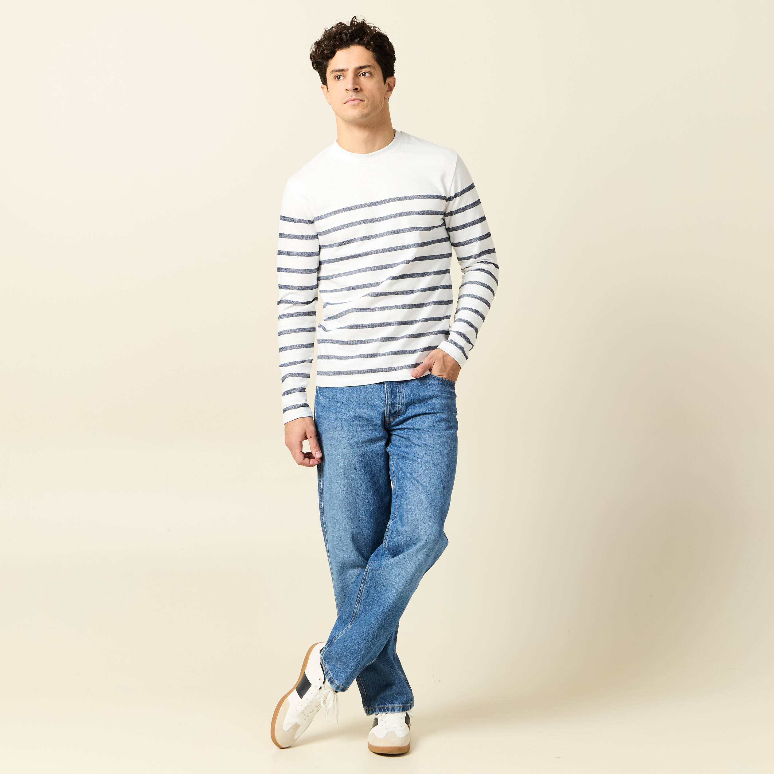 t shirt manches longues ecru homme T-shirt manches longues ecru homme