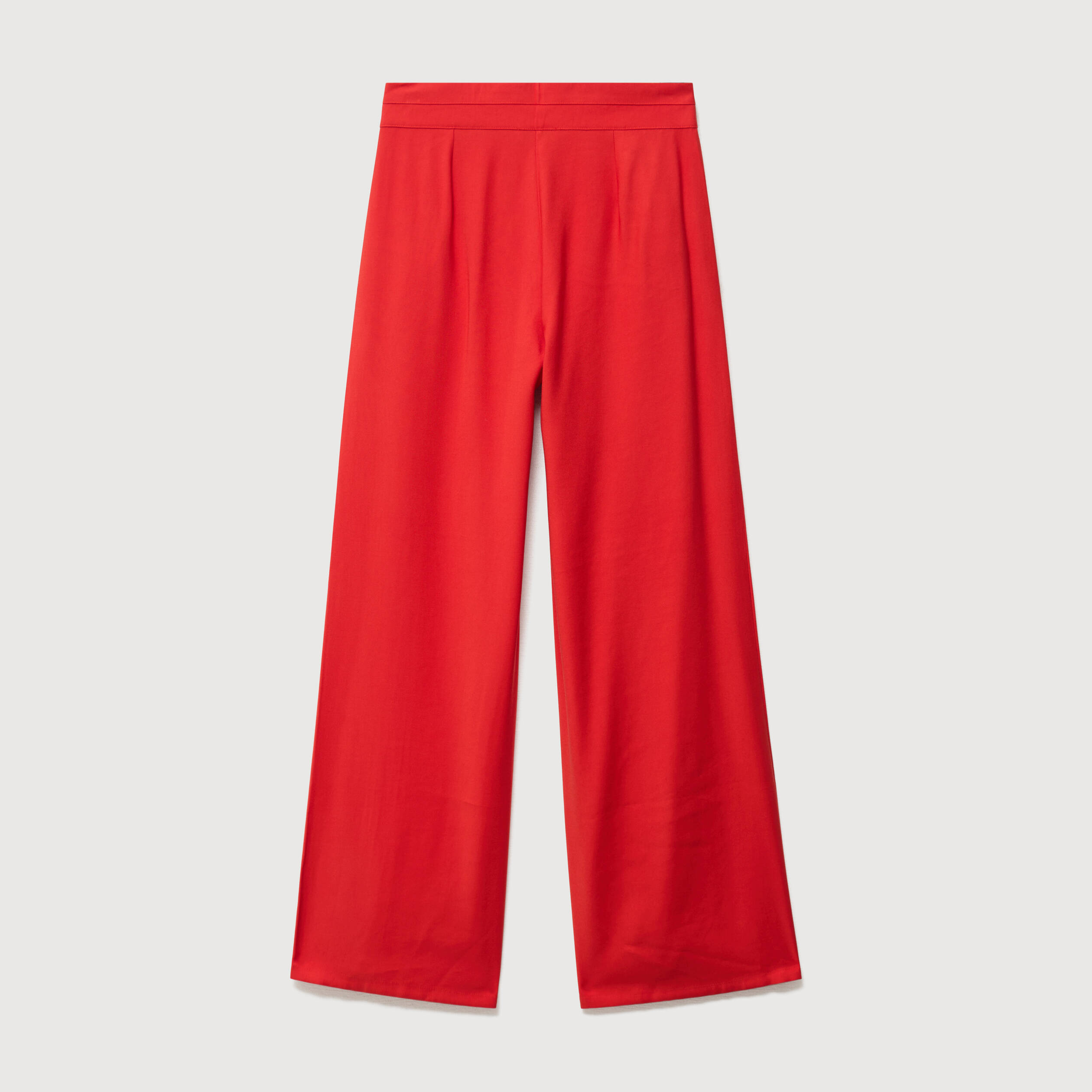 Pantalon large taille haute ceinture rouge femme