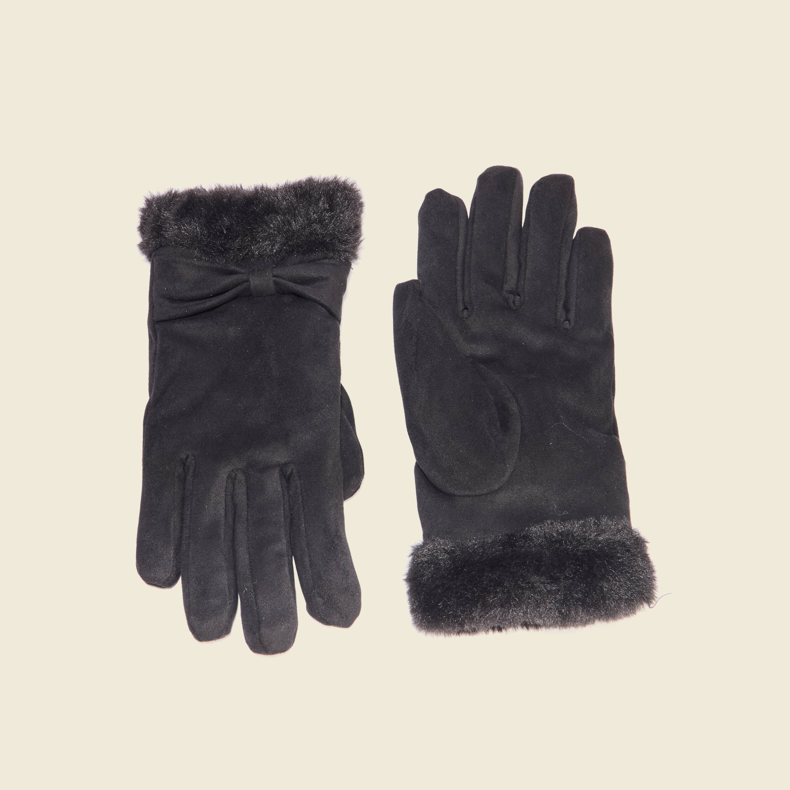 Gants avec noeuds noir femme