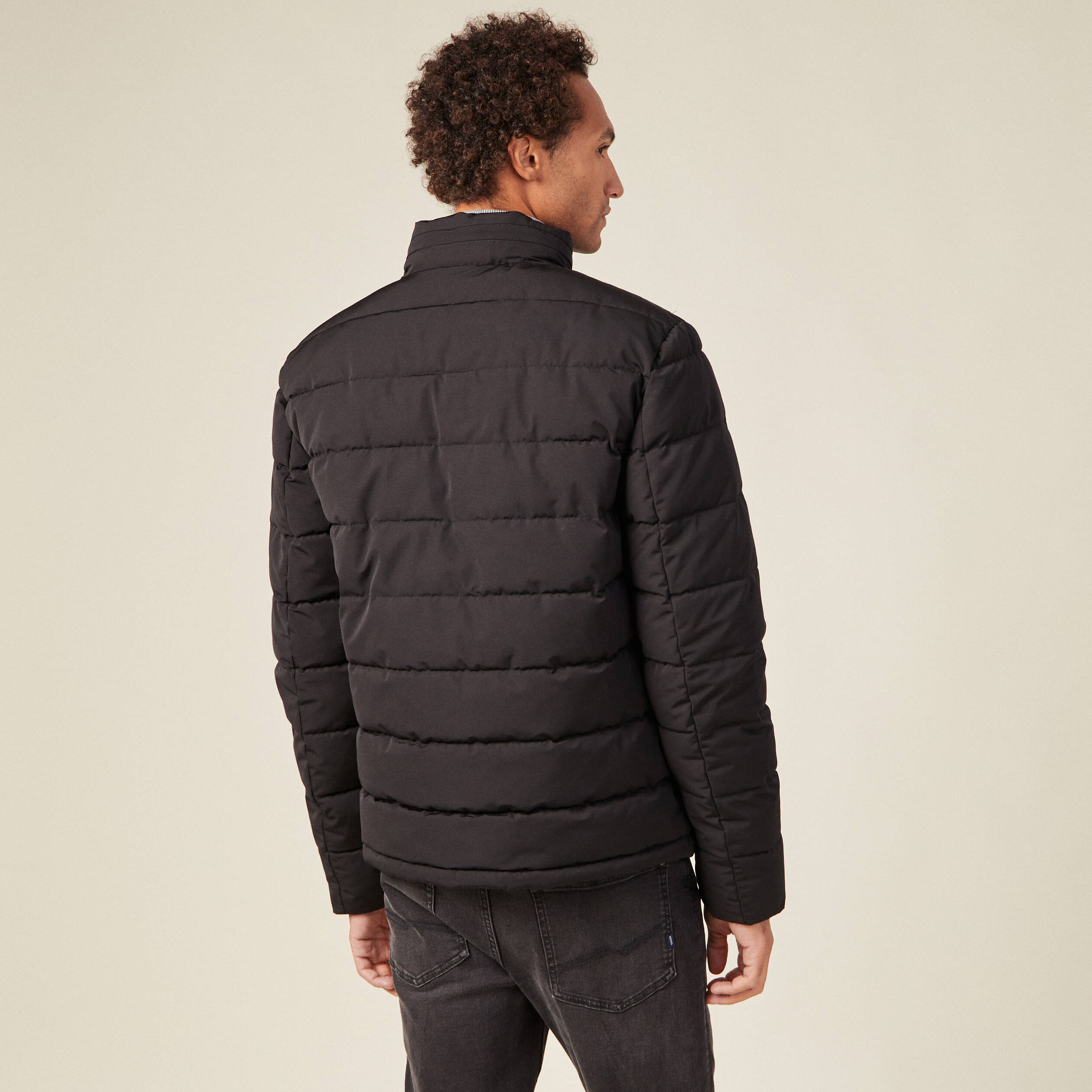 Doudoune à capuche cachée noir homme