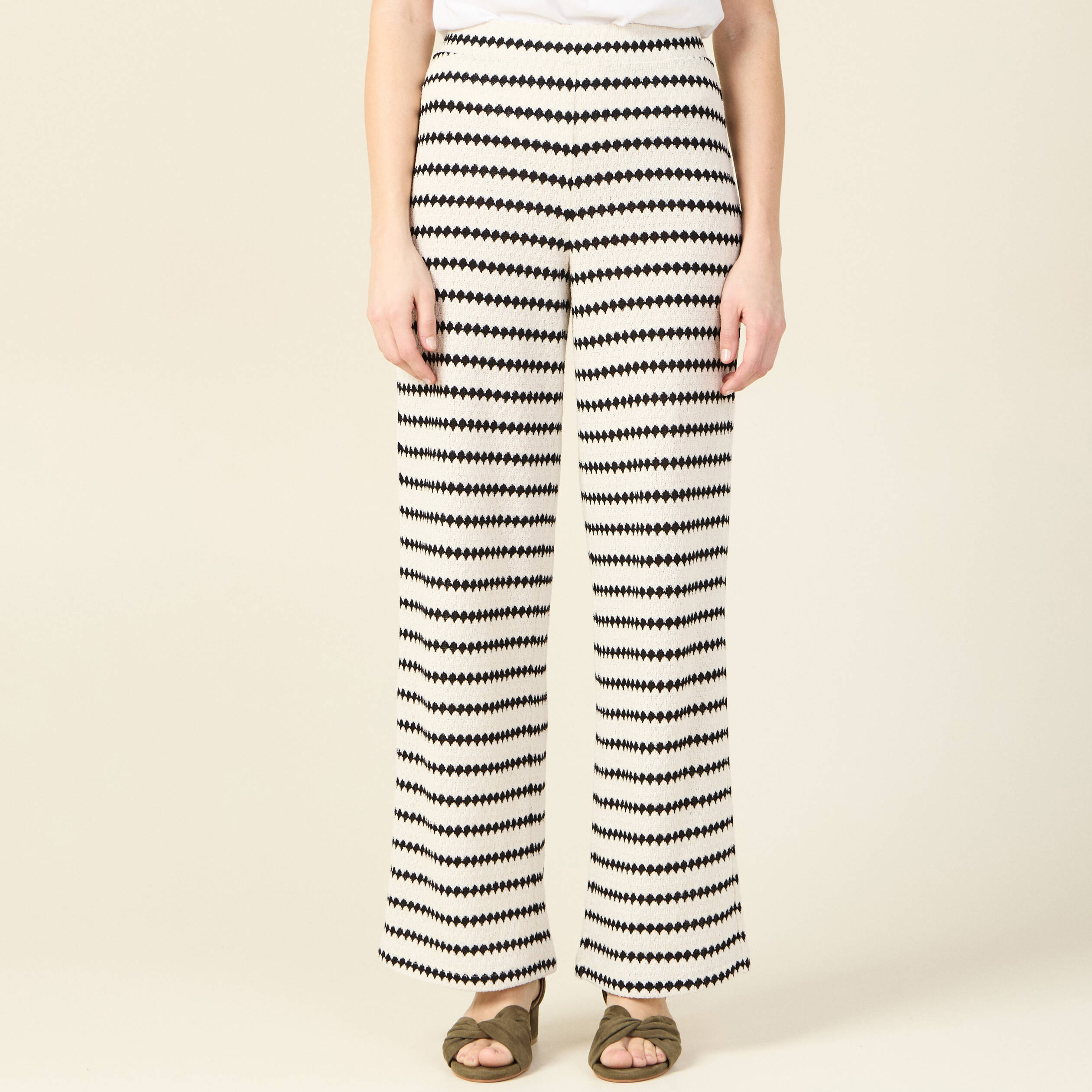pantalon large en tricot blanc femme Pantalon large en tricot blanc femme