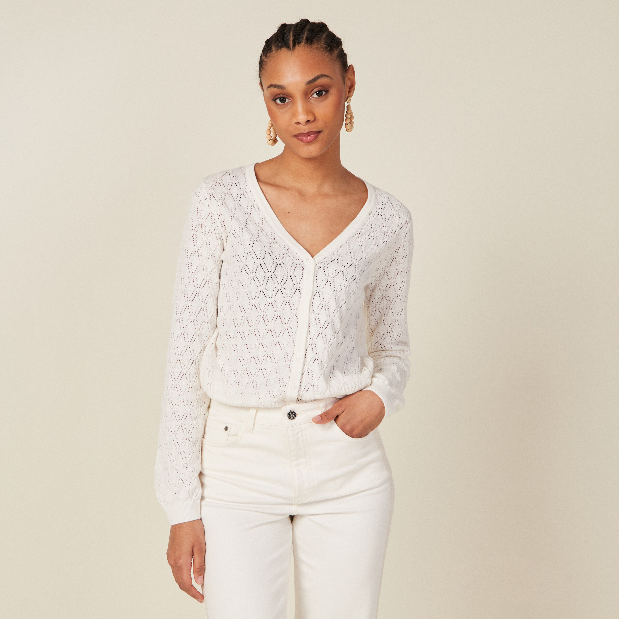 Gilet boutonné col v femme sale