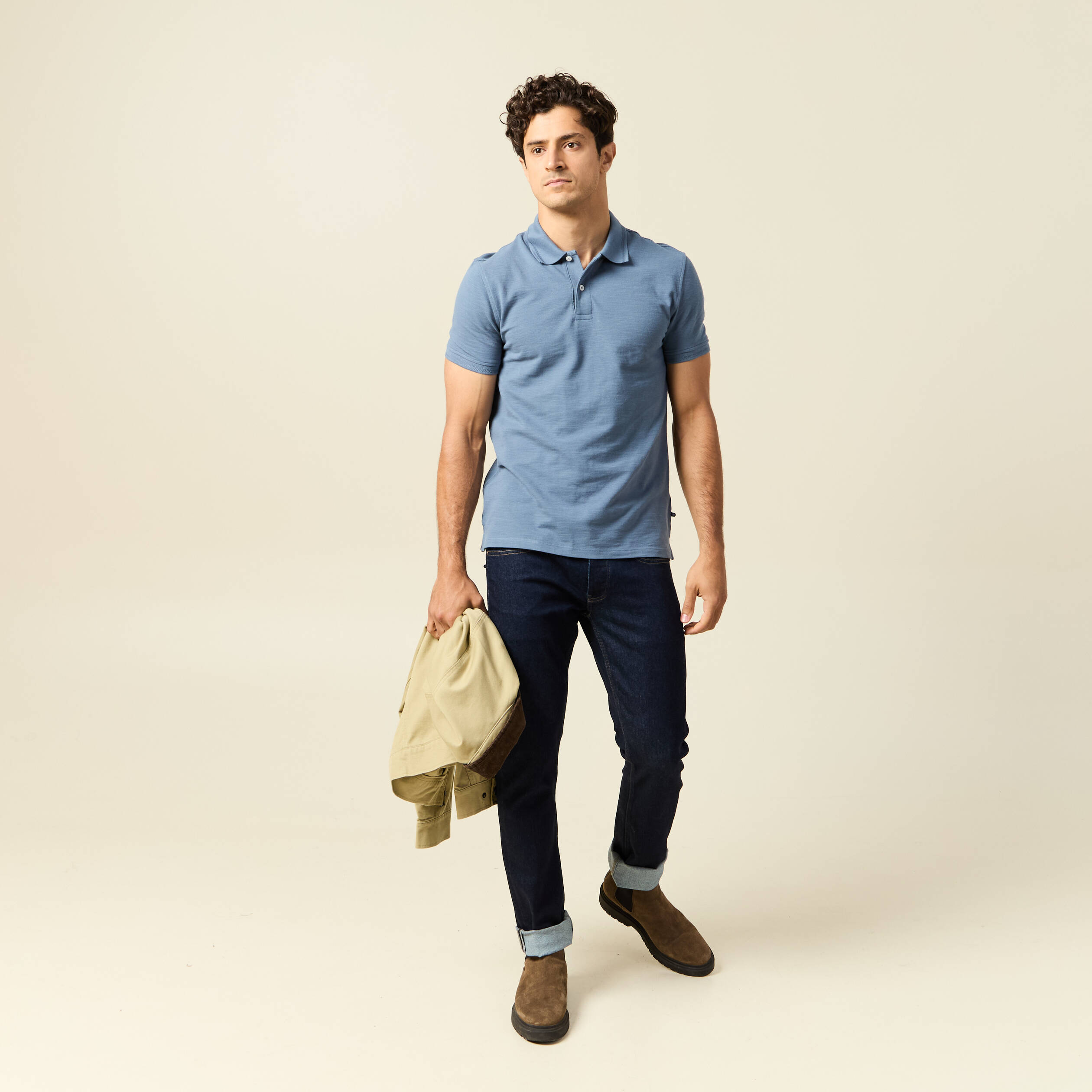 polo cintre manches courtes en coton bleu fonce homme Polo cintré manches courtes en coton bleu foncé homme