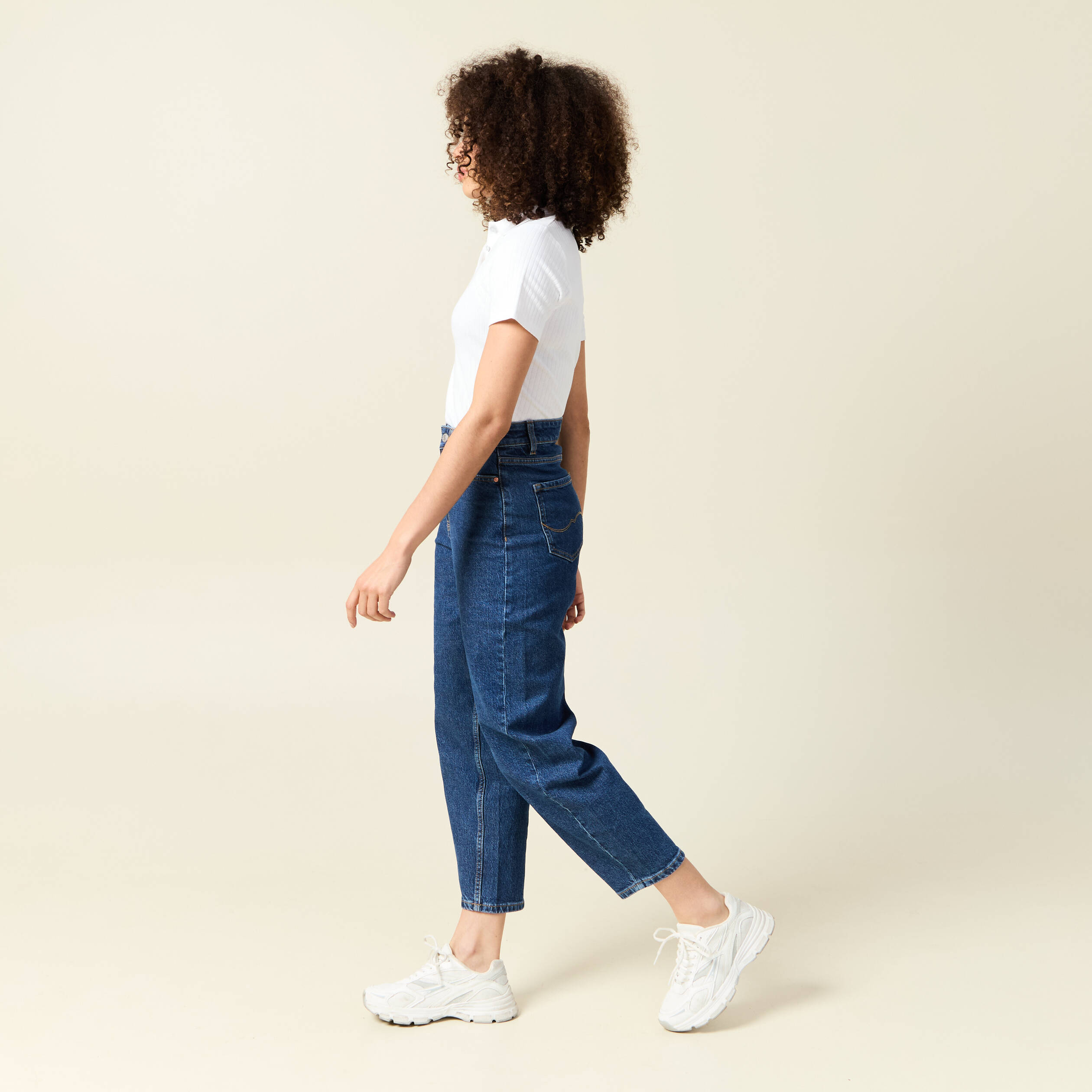 jeans barrel slouchy taille haute 78eme denim brut femme Jeans barrel slouchy taille haute 7/8ème denim brut femme