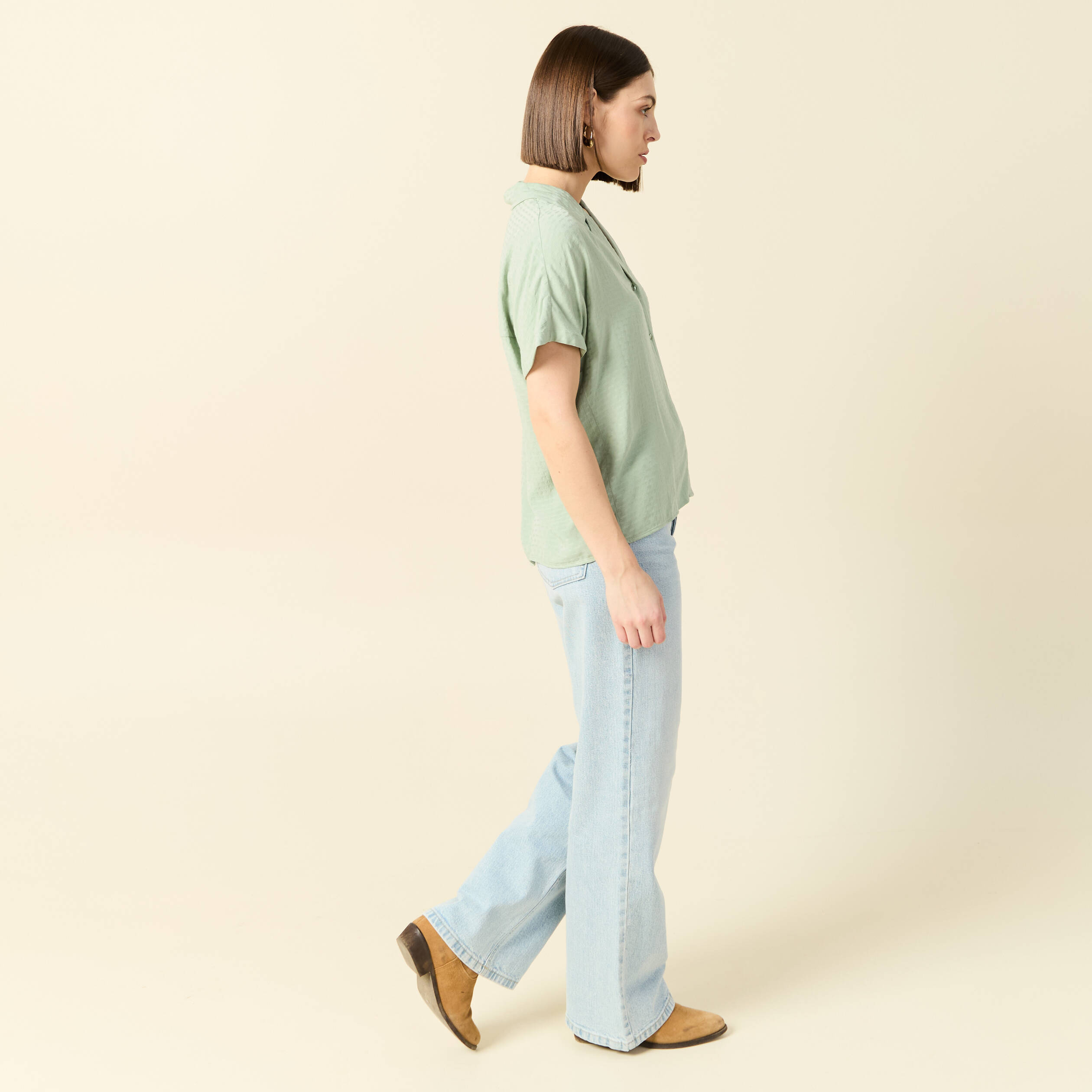 chemise manches courtes vert olive femme Chemise manches courtes vert olive femme