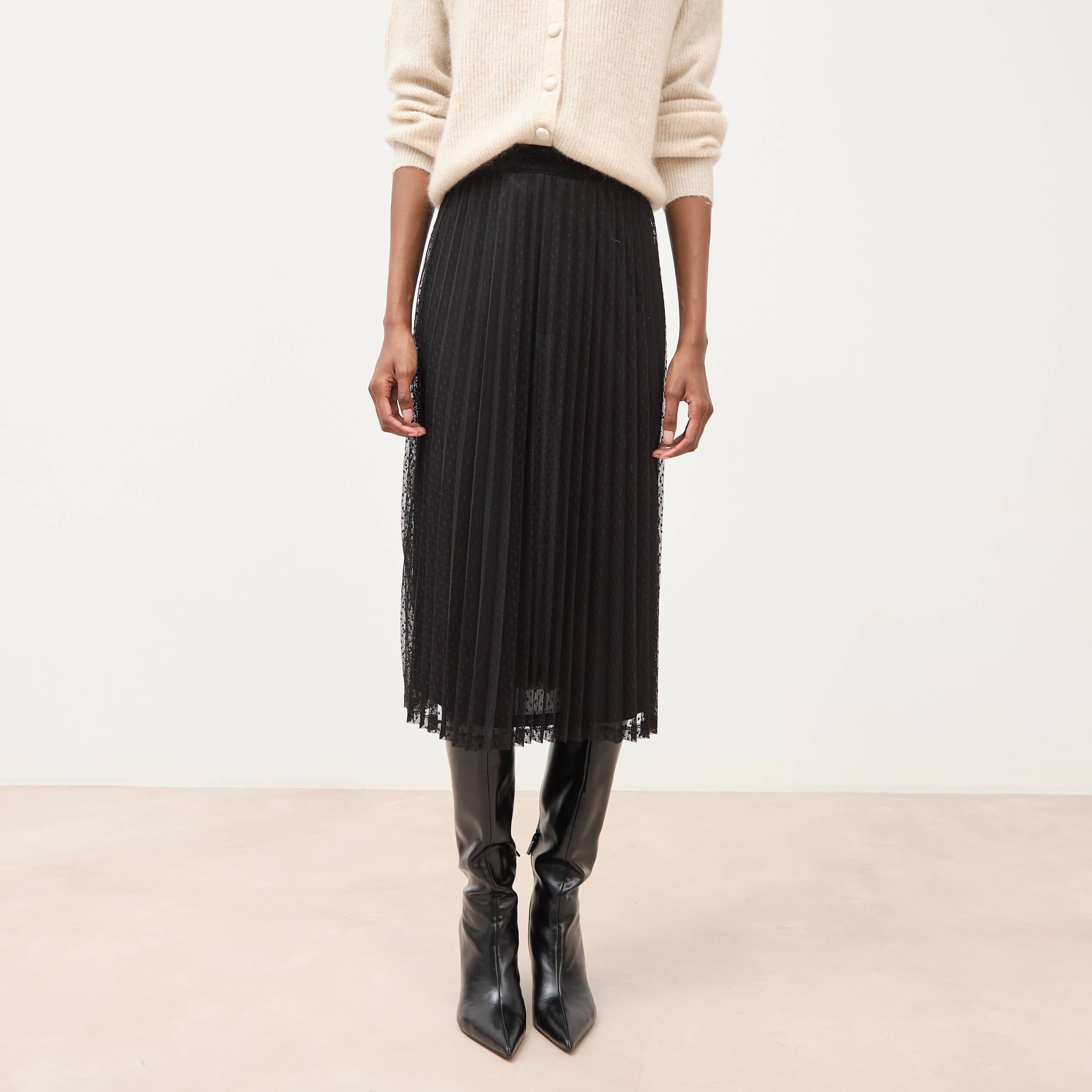 Jupe avec doublure noir femme