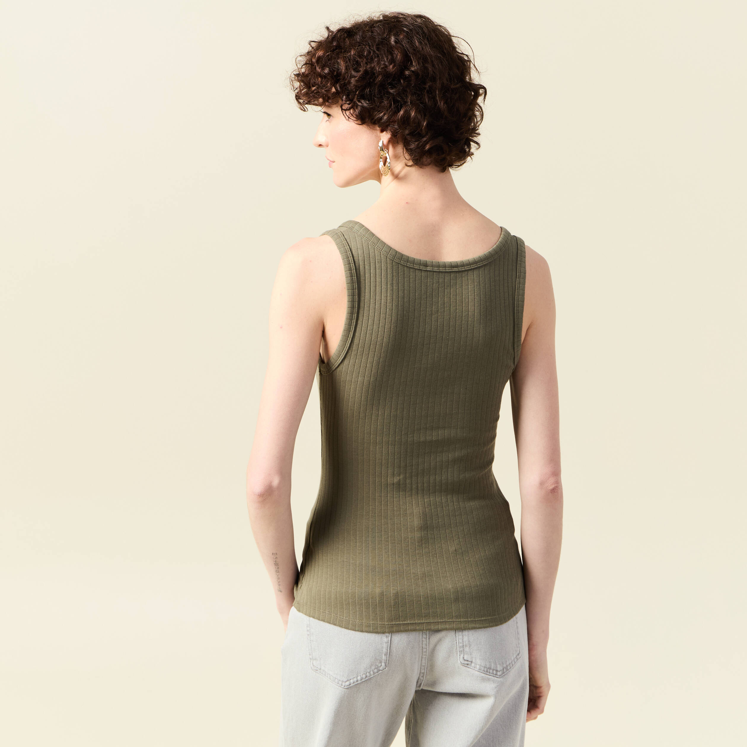 debardeur sans manches vert kaki femme Débardeur sans manches vert kaki femme
