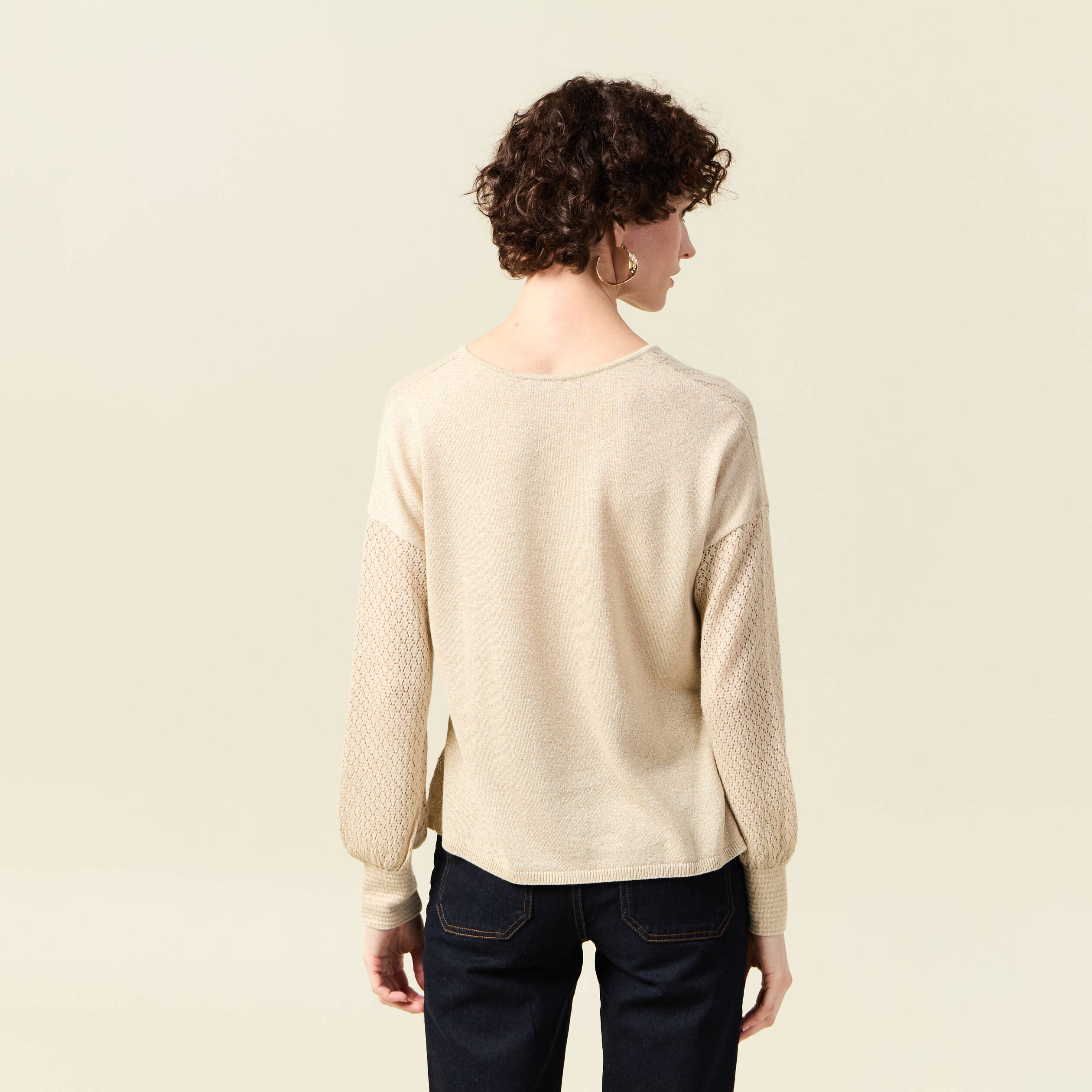 pull manches longues ajoure creme femme Pull manches longues ajouré creme femme