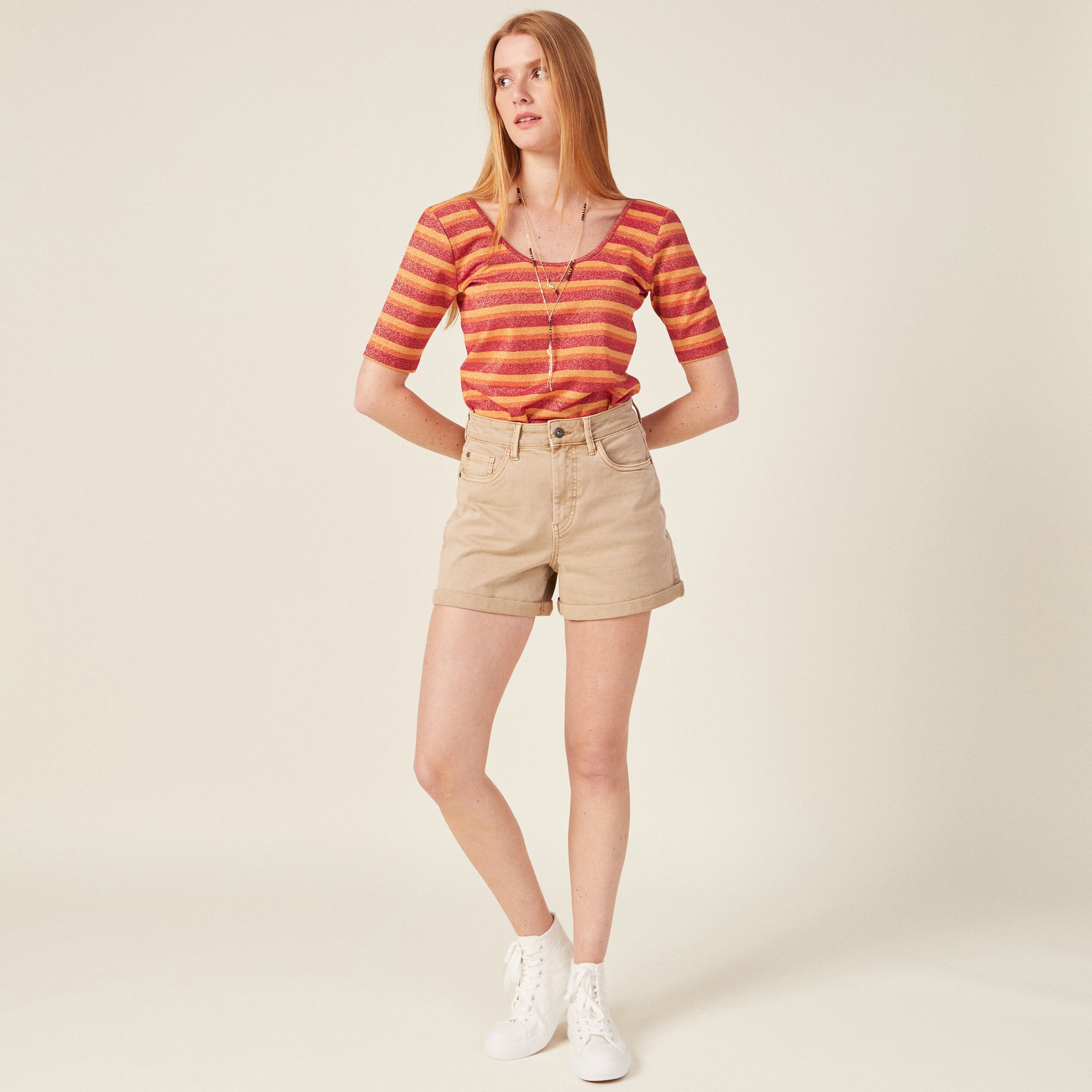t shirt manches courtes rouge clair femme T-shirt manches courtes rouge clair femme