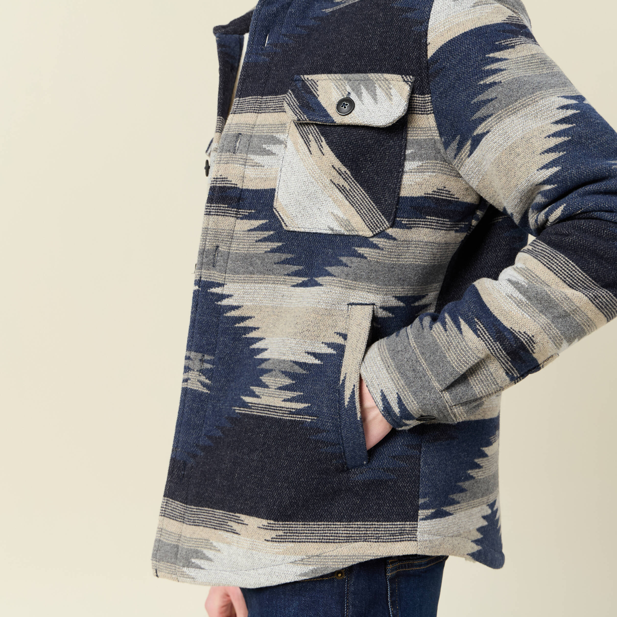Veste surchemise droite bleu marine homme