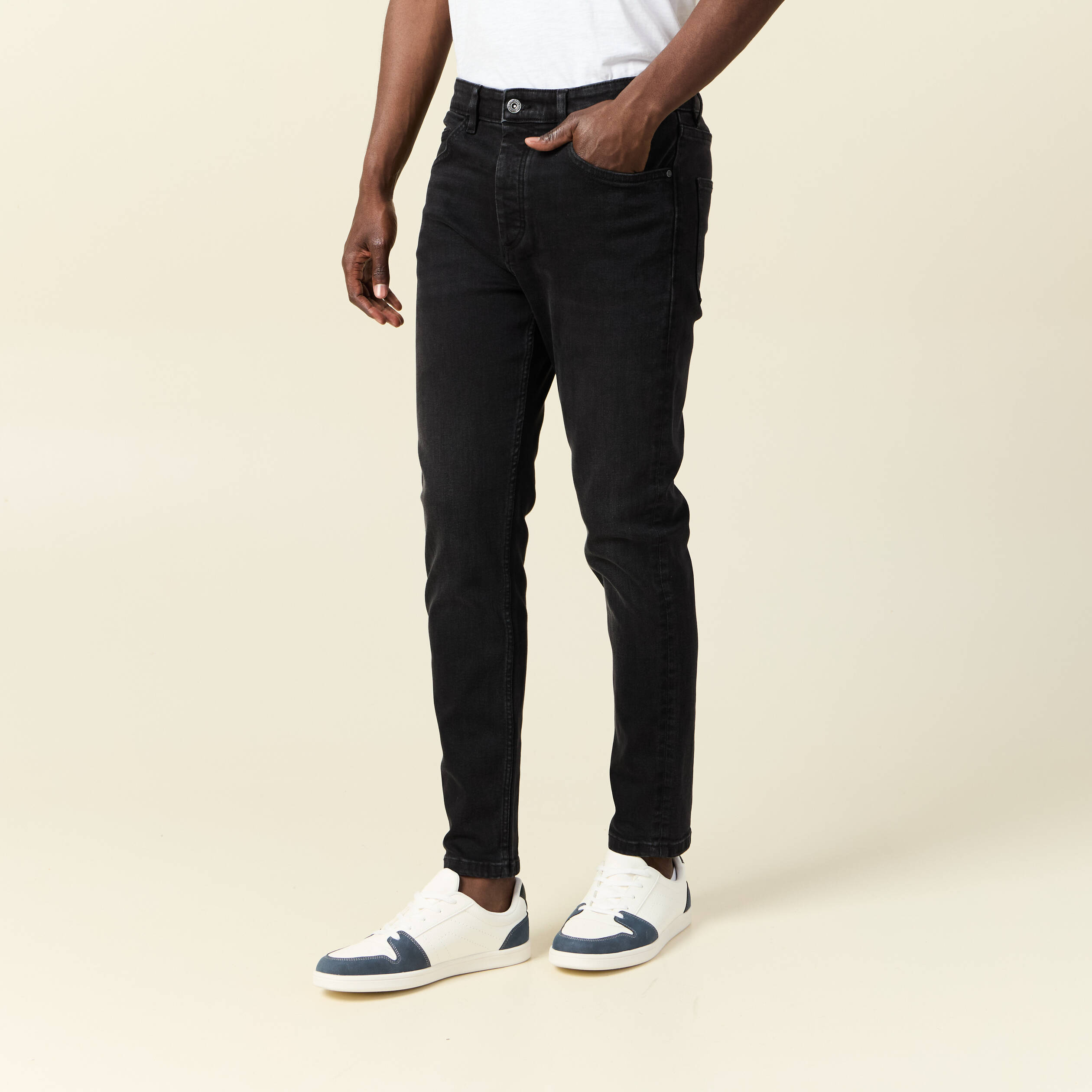 Jeans skinny tapered denim noir homme Bonobo